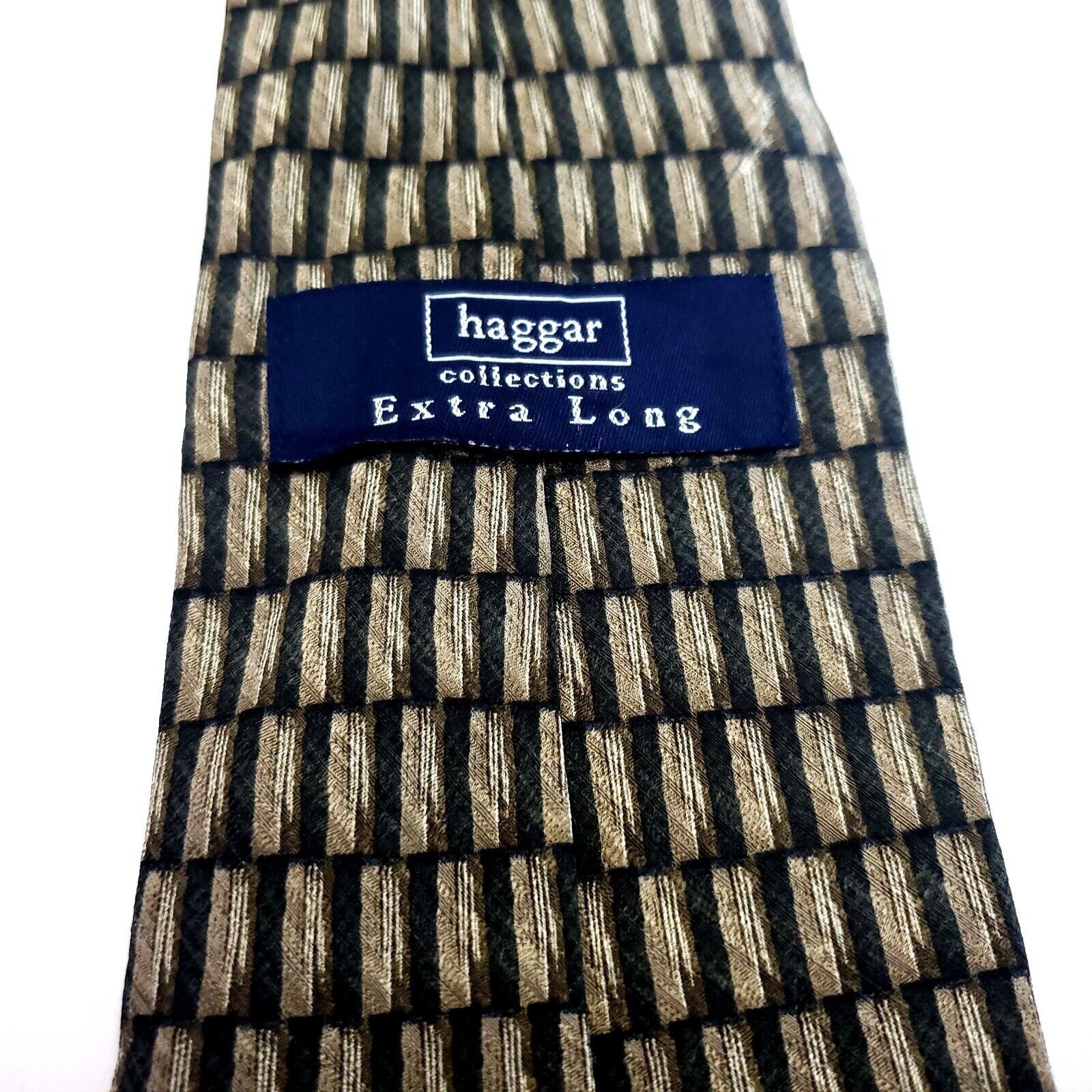 Haggar Haggar Collections Beige Silk Tie Woven Long Geometric Size ONE SIZE - 4 Thumbnail