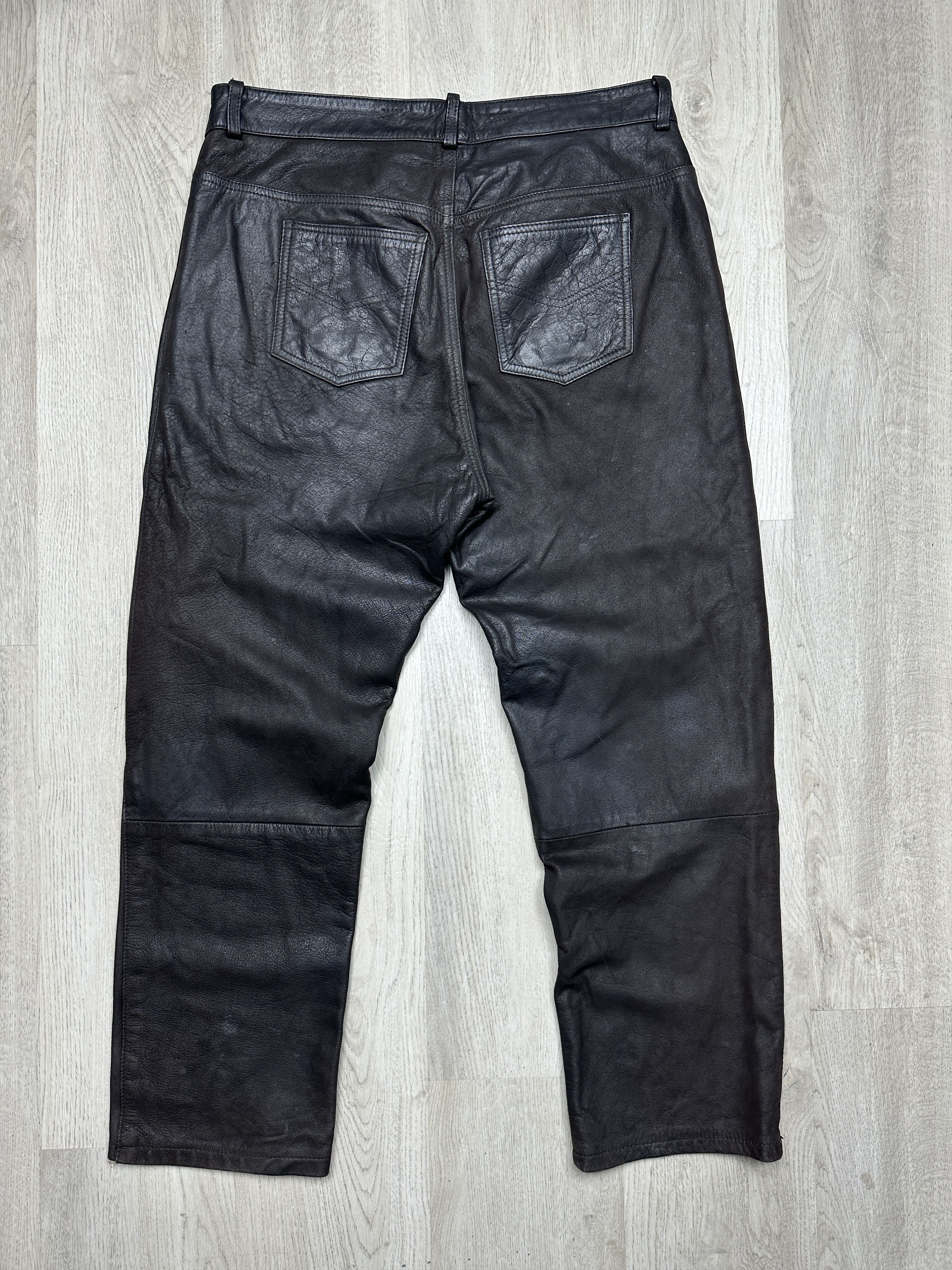 Genuine Leather Ashy Vintage Mens Genuine Leather Pants Biker Motorcycle Size US 38 / EU 54 - 9 Thumbnail