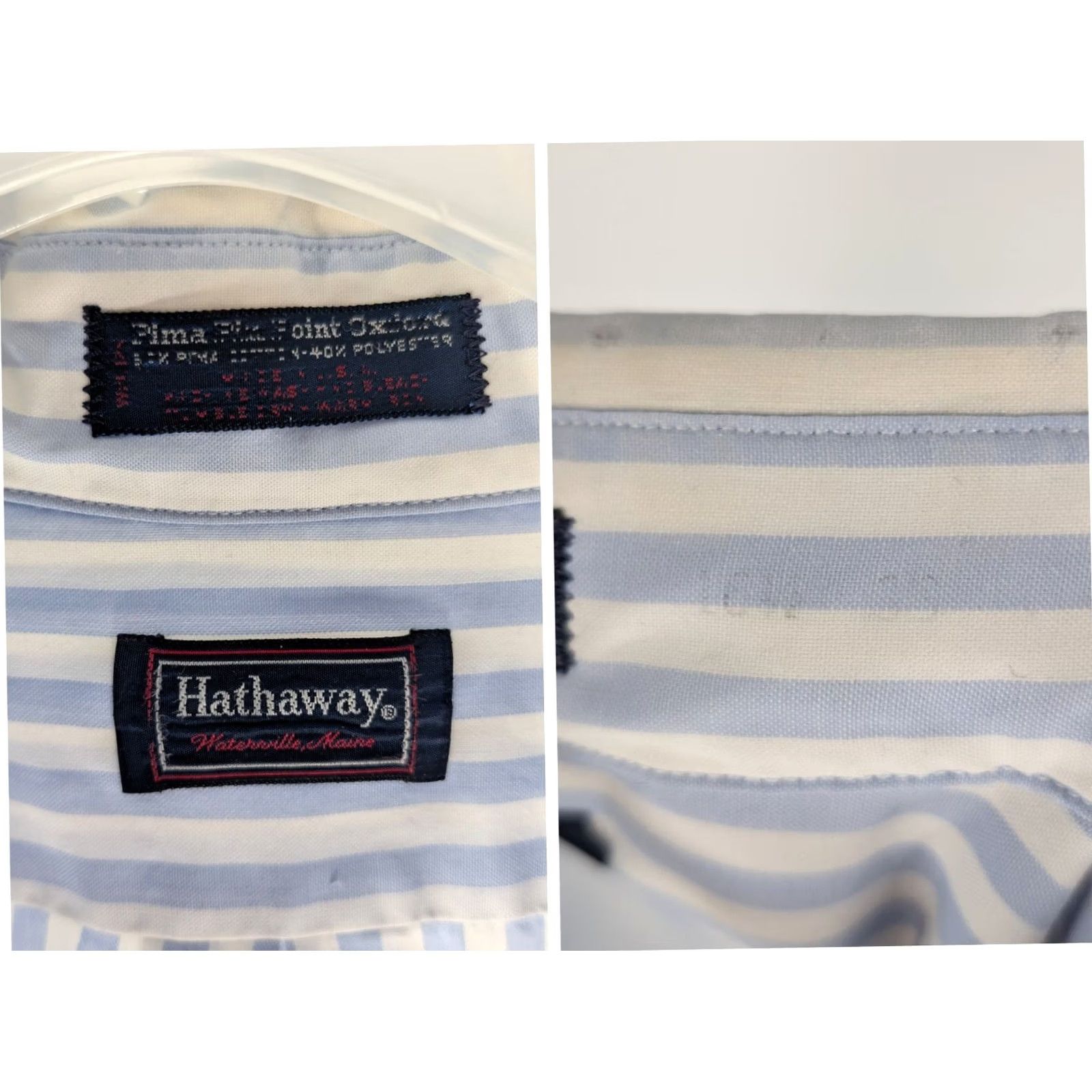Vintage VINTAGE Hathaway Shirt Pima Cotton Oxford Striped Button-Down Flap Pocket USA Shirt Mens 80s USA Maine Blue 46in Chest 16.5 Regular Cotton Size US XL / EU 56 / 4 - 3 Thumbnail