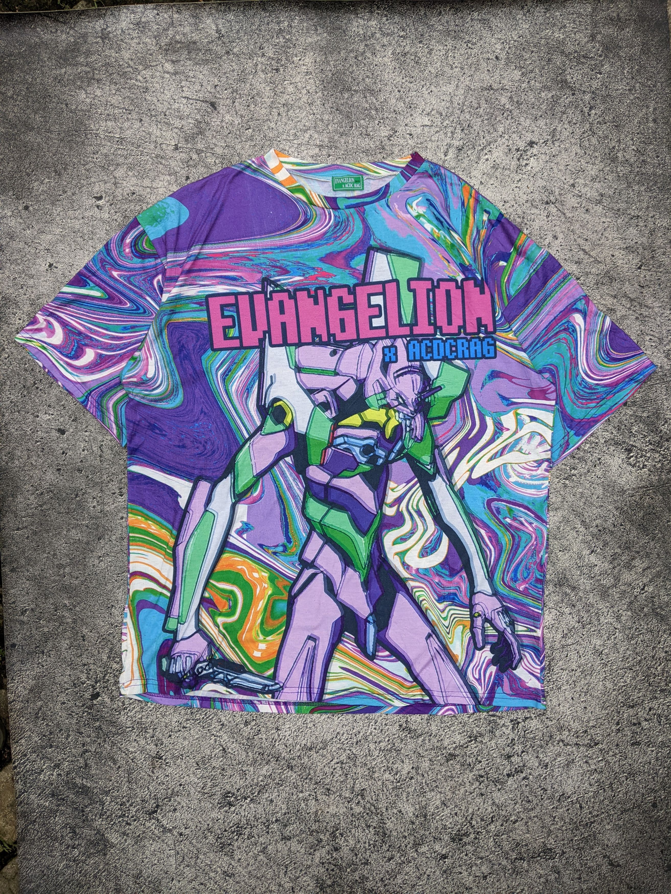 Anime Evangelion x AC DC Rag Full Print T Shirt Size US XL / EU 56 / 4 - 1 Thumbnail
