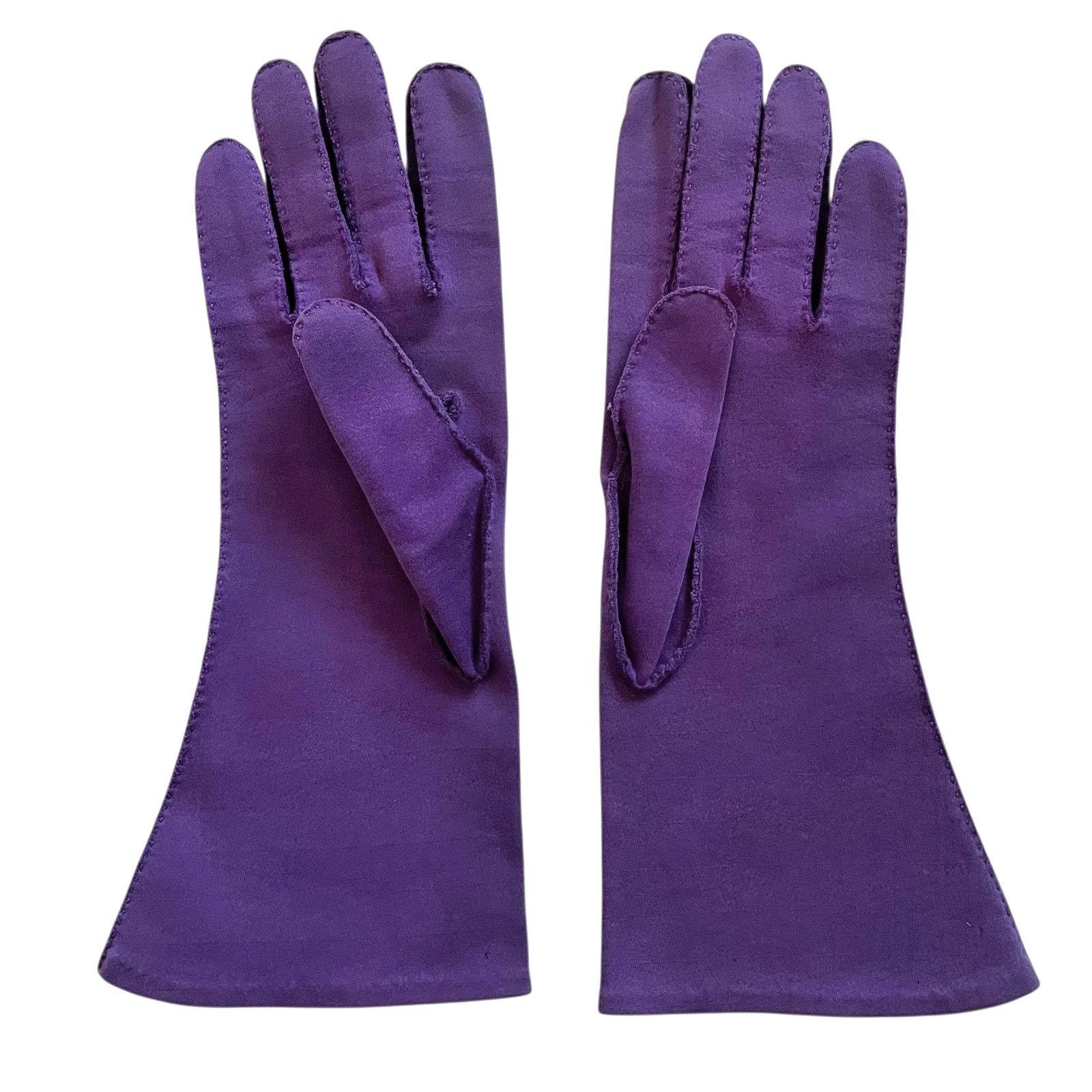 Vintage Vintage Purple Fabric Lower Forearm Evening Gloves Sz 6.5-7 Size ONE SIZE - 4 Thumbnail