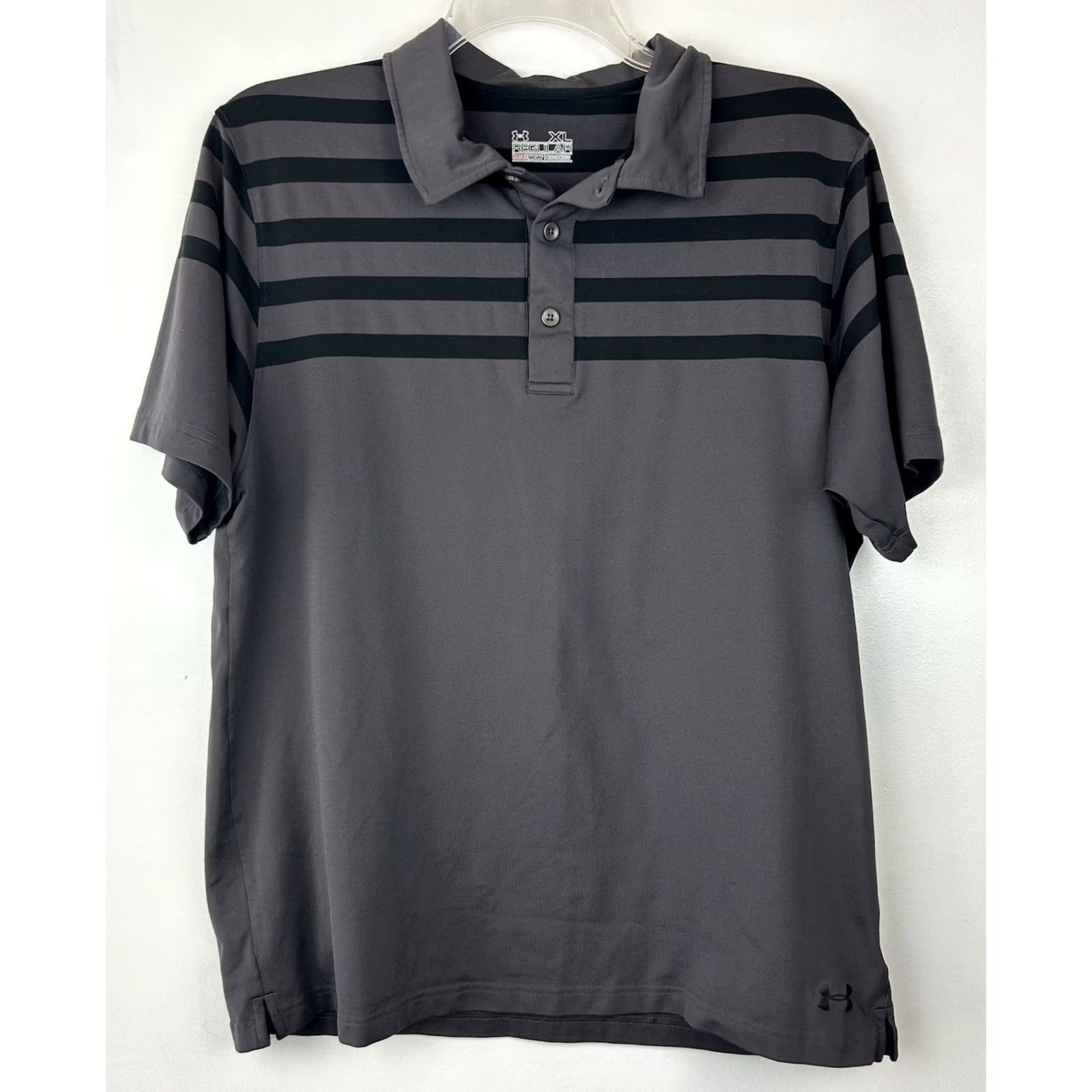 Under Armour Under Armour Polo Shirt Mens XL Regular Golf HeatGear Gray Stretch Logo Short Sleeve Collared Button Polo Size US XL / EU 56 / 4 - 2 Thumbnail