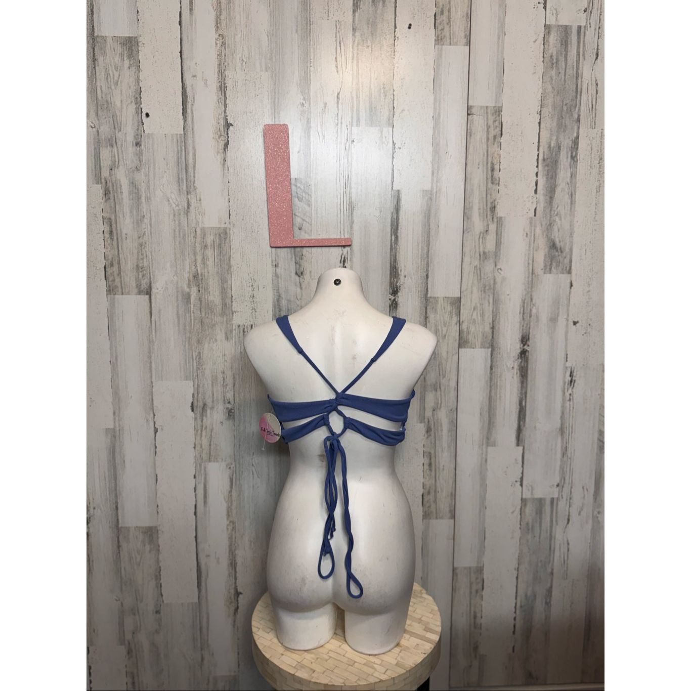 Other Zaful Blue Ribbed Crisscross Back Bikini Top Size Large US 1 Size L / US 10 / IT 46 - 5 Thumbnail