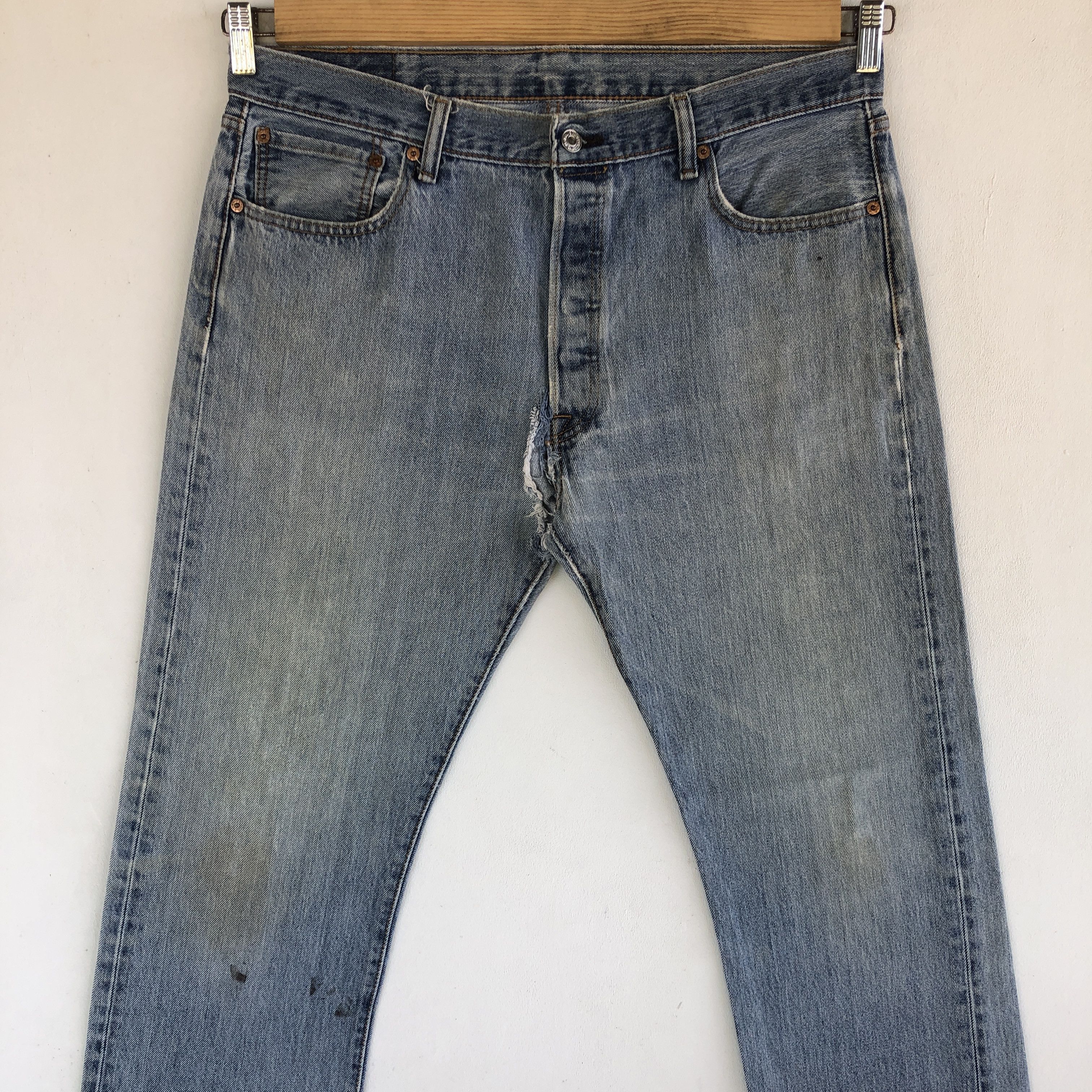 Levi's Vintage Levi's 501 Distressed Faded Jeans Levis Denim Size US 34 / EU 50 - 3 Thumbnail