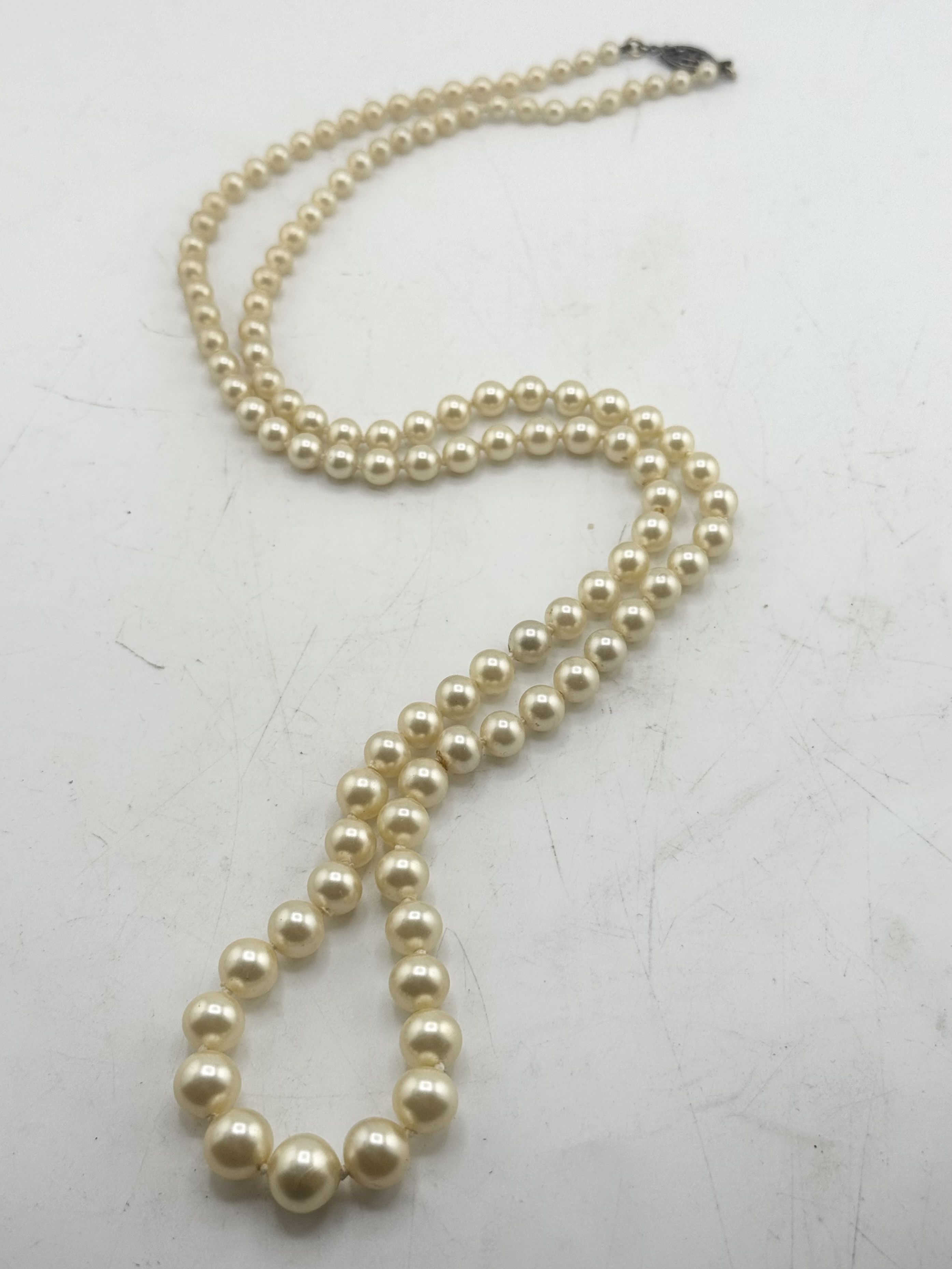 Vintage Vintage faux pearl sterling filigree clasp beaded necklace Size ONE SIZE - 1 Thumbnail