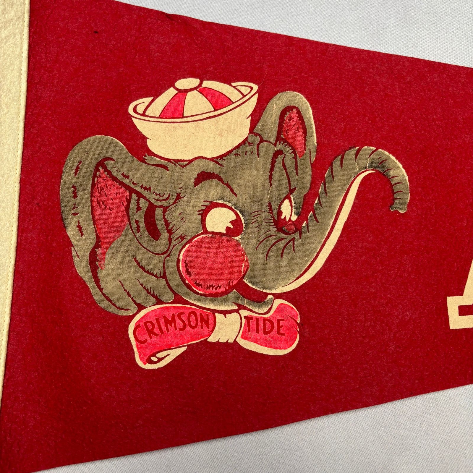 Vintage VTG Alabama Crimson Tide Felt Pennant Elephant Mascot 1950s Size ONE SIZE - 2 Thumbnail