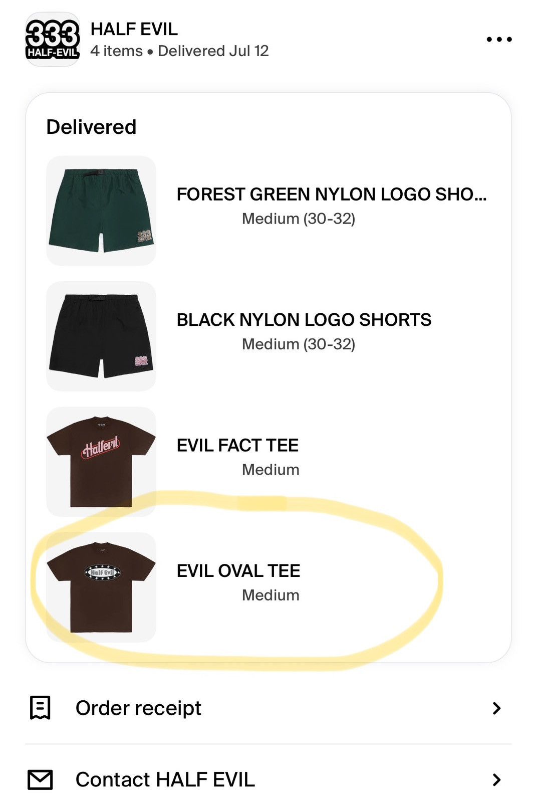 Half Evil HALF EVIL - EVIL OVAL TEE (BROWN) MEDIUM Size US M / EU 48-50 / 2 - 3 Thumbnail