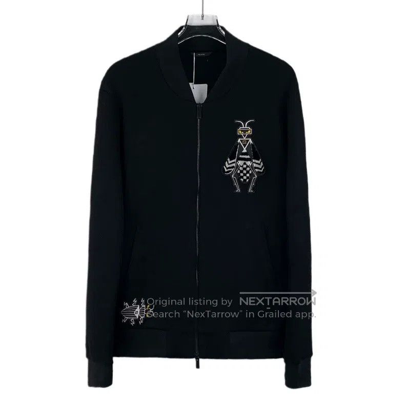 Fendi Fendi Black bee embroidery stand collar zipper long sleeve Size US S / EU 44-46 / 1 - 1 Thumbnail