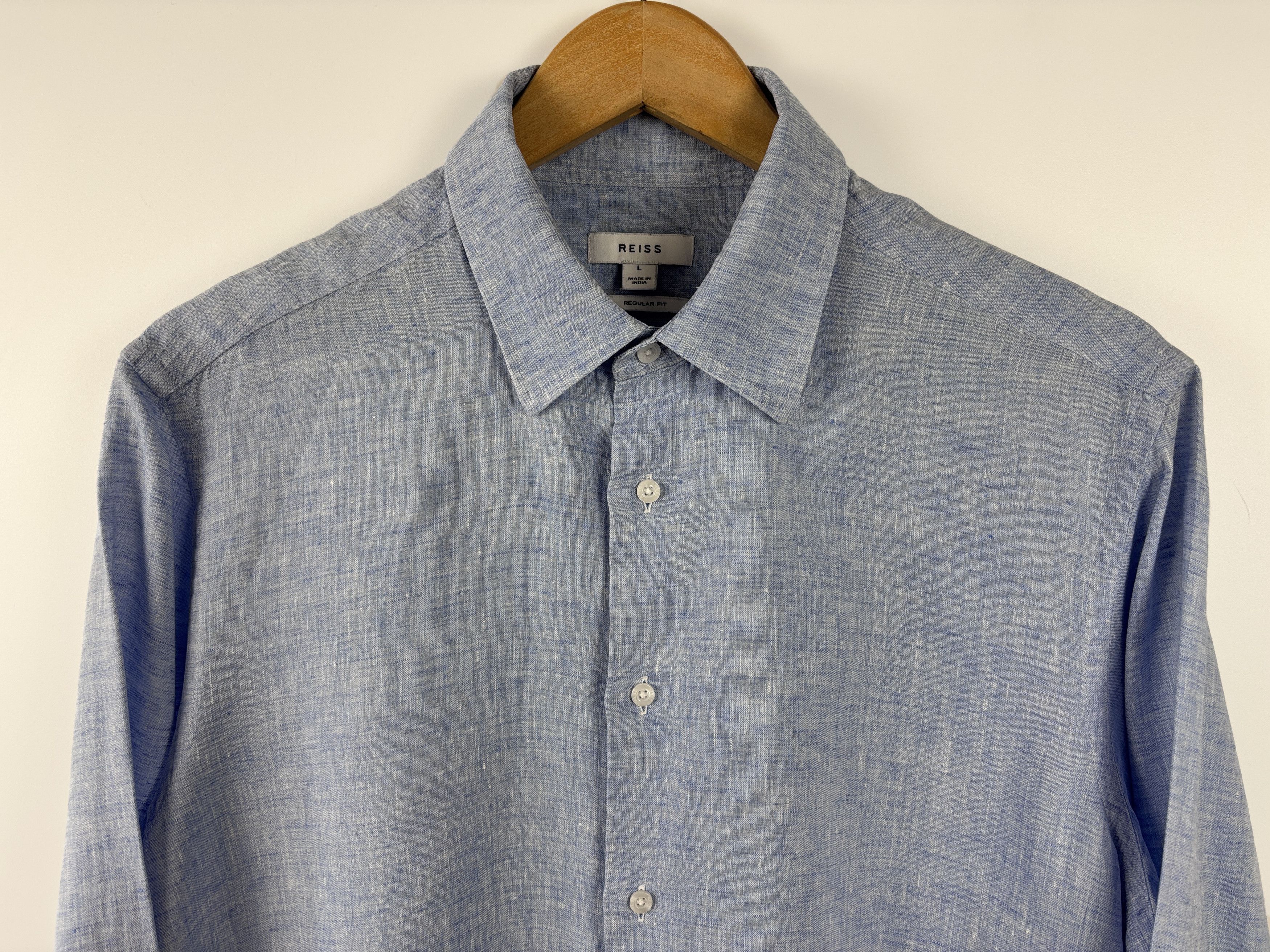 Reiss Mens Reiss Button Up Longsleeve Shirt Linen Blue Size L Size US L / EU 52-54 / 3 - 2 Thumbnail