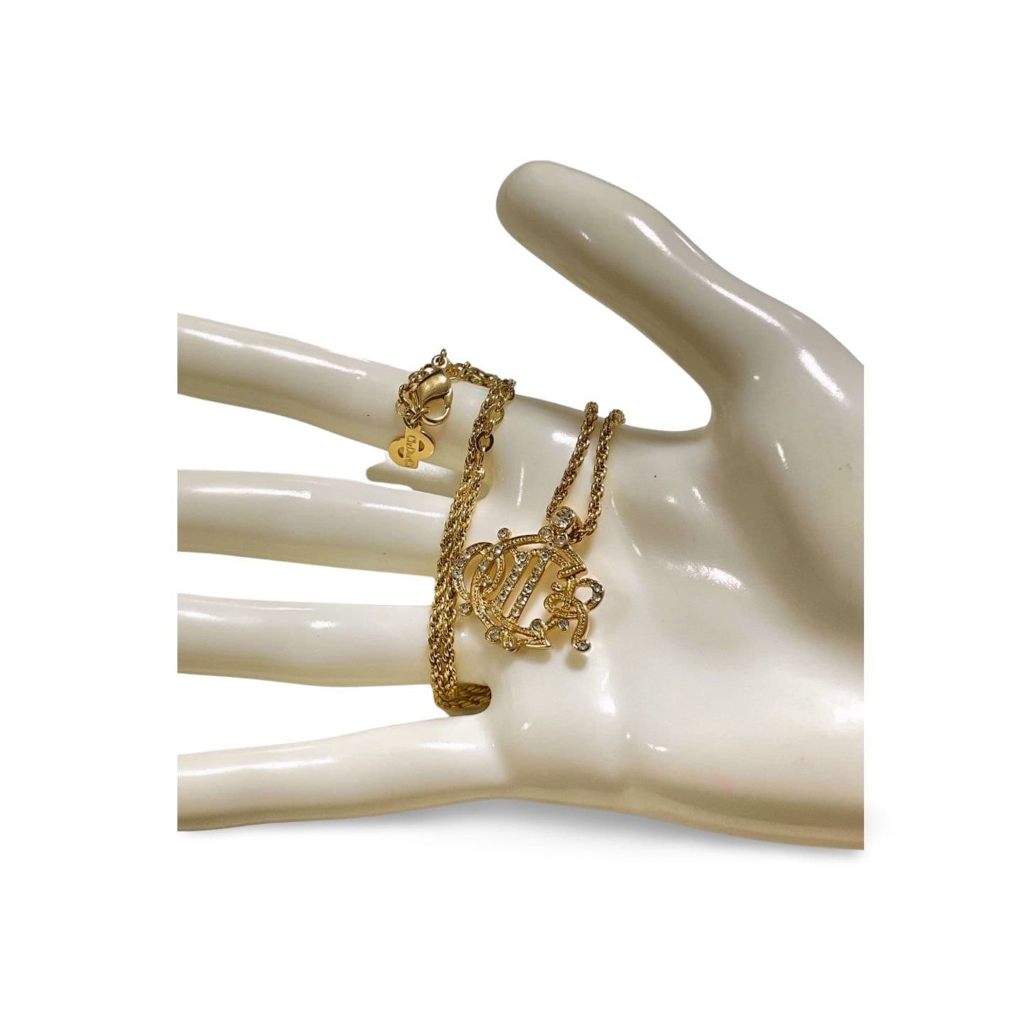 Dior MINT. Vintage Christian Dior golden detailed logo necklace Size ONE SIZE - 9 Thumbnail