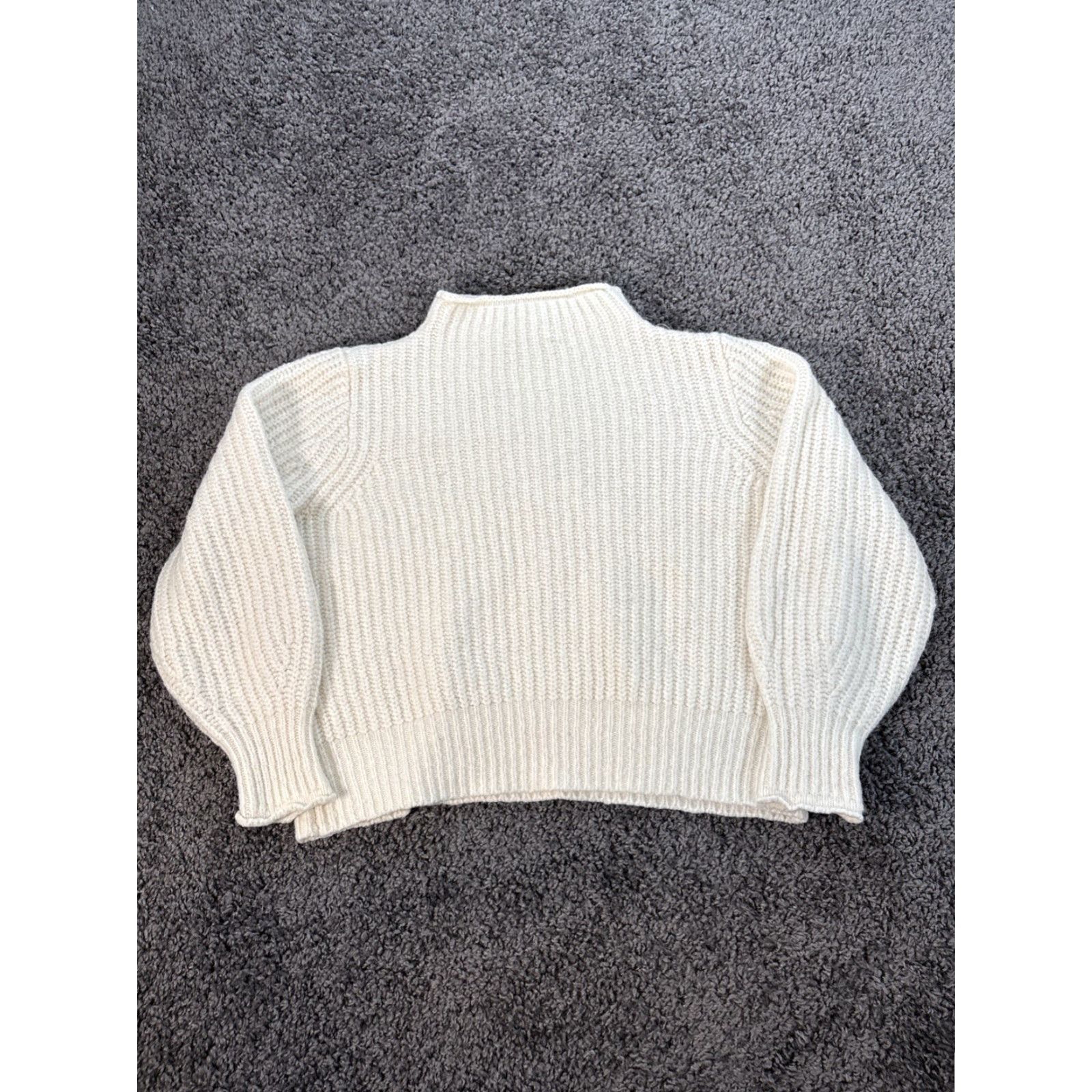 Madewell Madewell Sweater Women’s XL White Chunky-Knit Wool-Blend Mock Neck Fisherman Sweatshirt Pullover Women's Size XL / US 12-14 / IT 48-50 - 6 Thumbnail