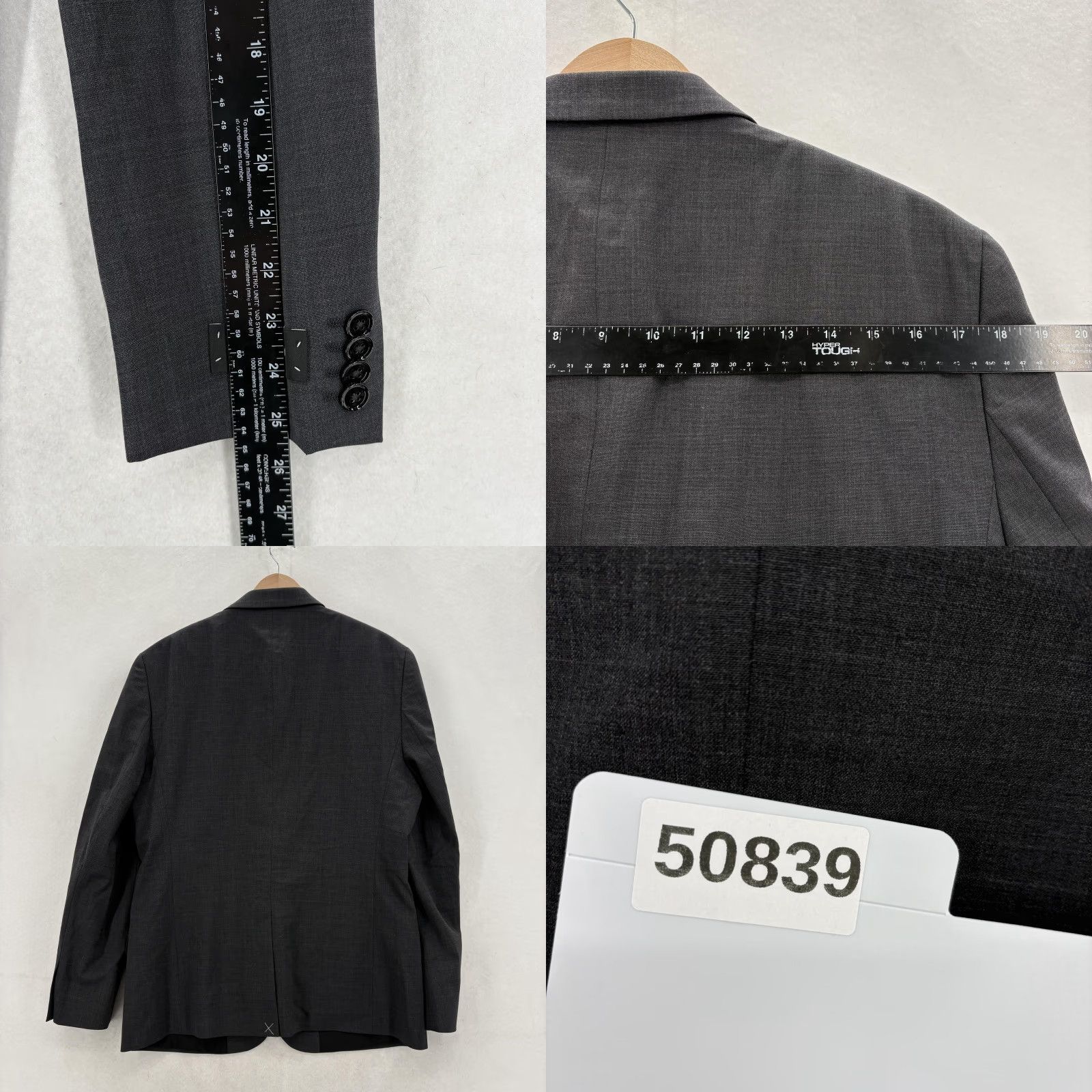 Express Express Slim Fit Two-Button Wool Blend Blazer Mens 42R Gray Jacket Regular Notch Lapel Size 42R - 10 Thumbnail