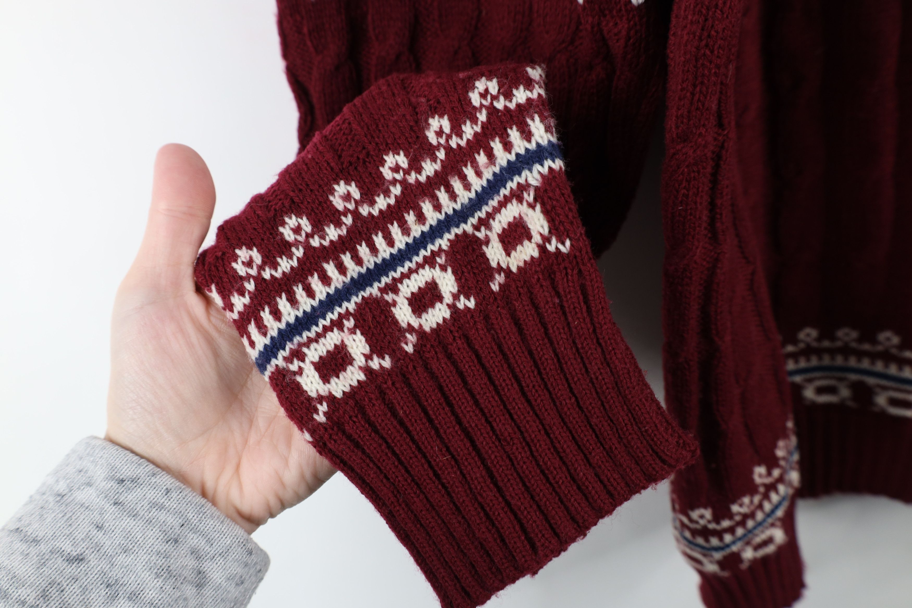 Vintage Vintage 70s Streetwear Fair Isle Reindeer Cable Knit Sweater Size US M / EU 48-50 / 2 - 8 Thumbnail