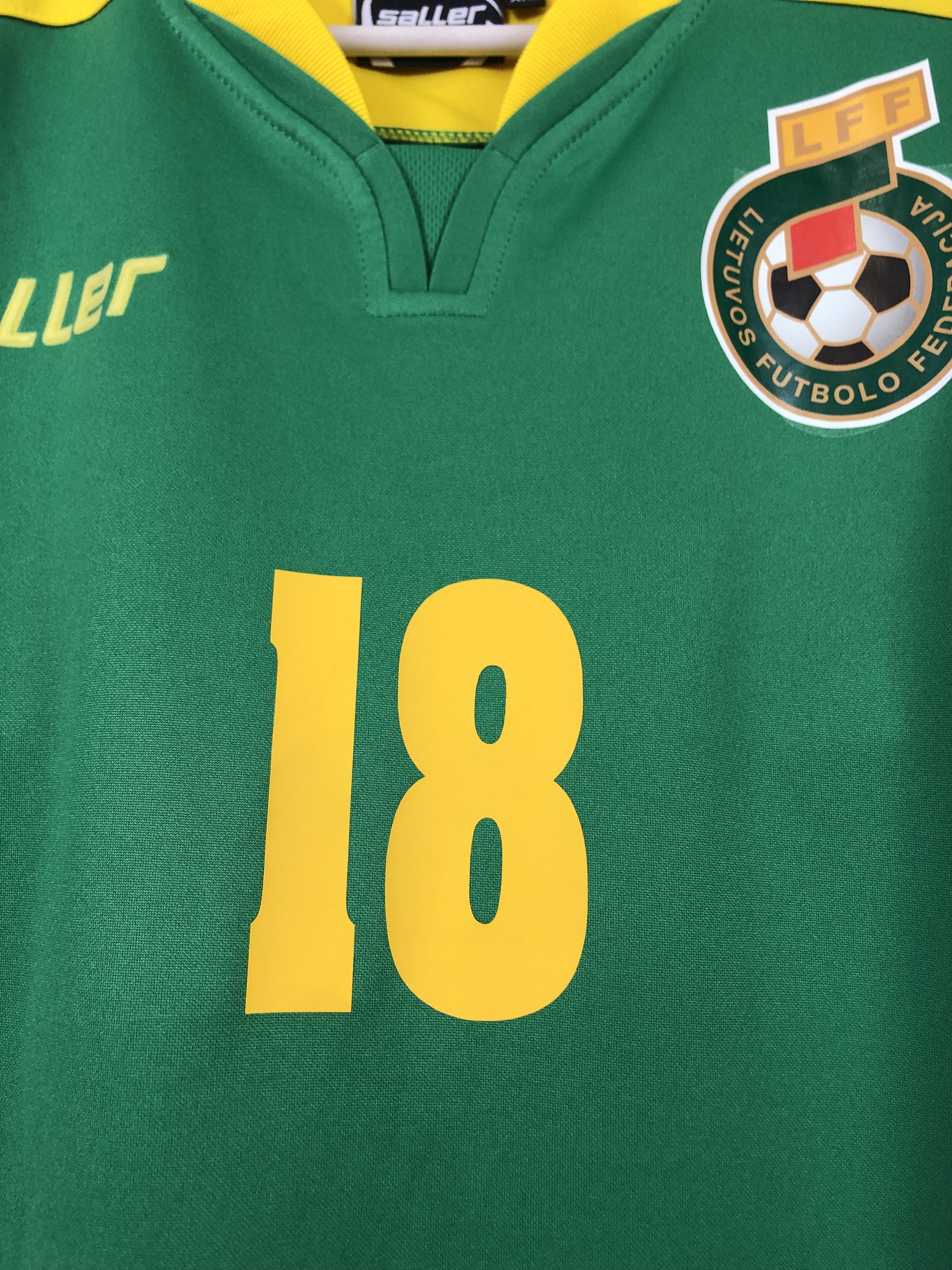 Vintage Lithuania football shirt 2007 #18 Player Issue Jersey Rare Size US XL / EU 56 / 4 - 6 Thumbnail