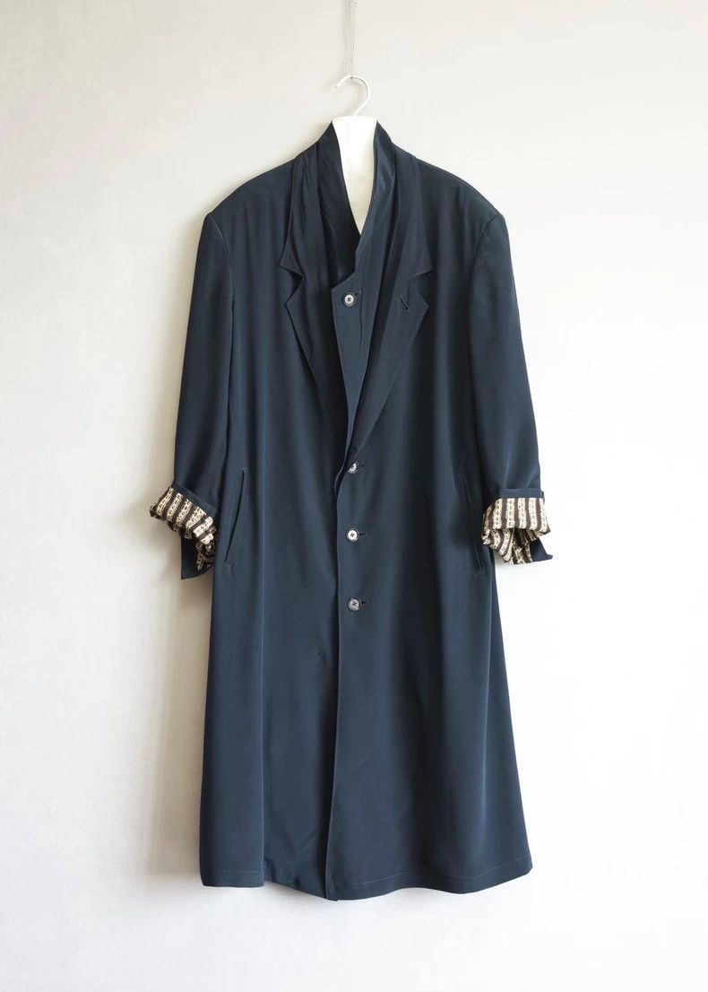 Yohji Yamamoto Yohji Yamamoto 23SS Silk Jacquard Double Collar Coat 2504-N Size US M / EU 48-50 / 2 - 3 Thumbnail