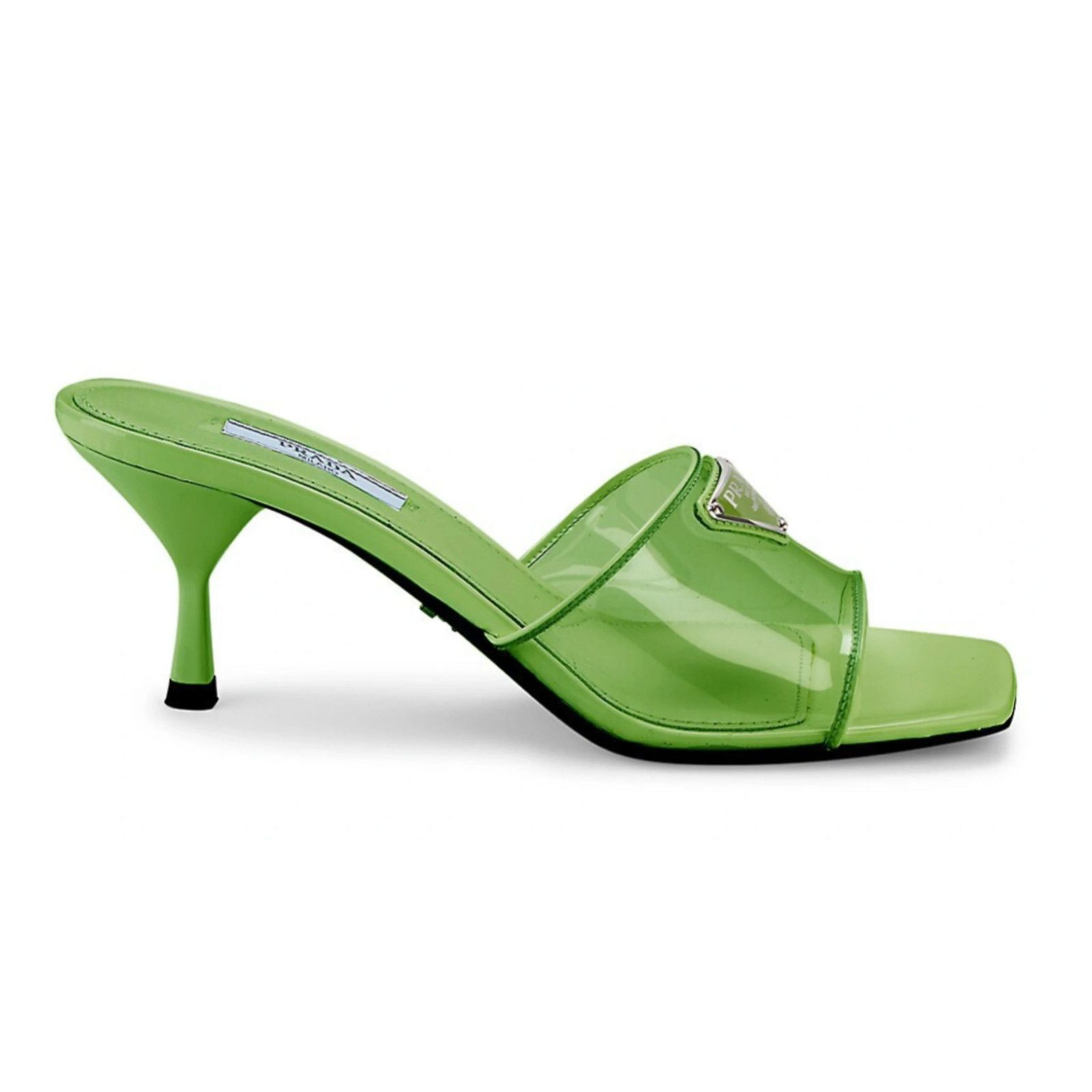 Plexiglas PVC Leather Backless Sandal Mule Heel Pump 40
