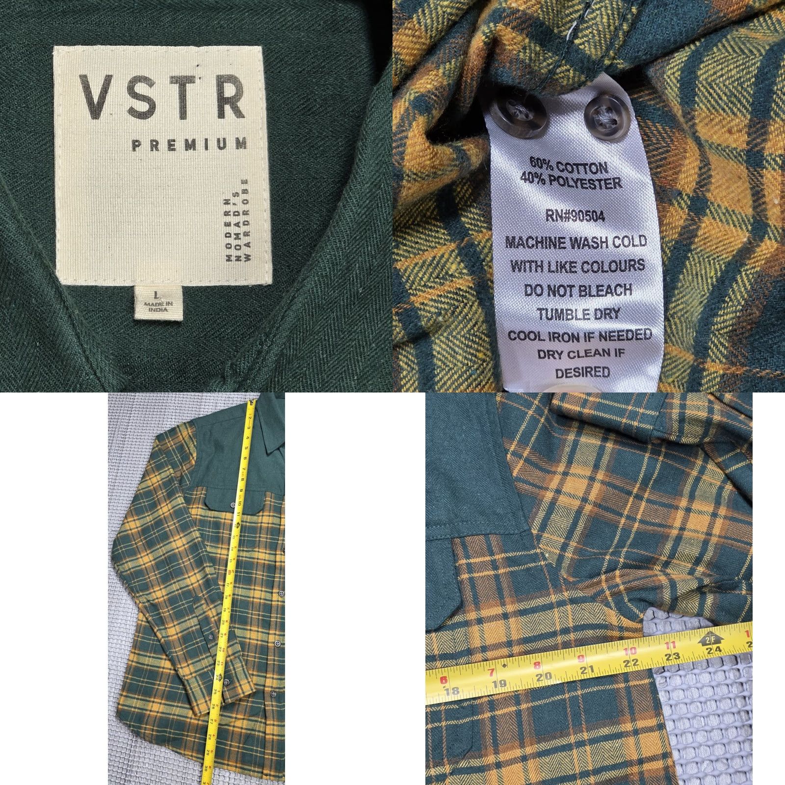 Vintage VSTR Premium Shirt Mens L Green Plaid Button-Up Long Sleeve Collared Size US L / EU 52-54 / 3 - 8 Thumbnail