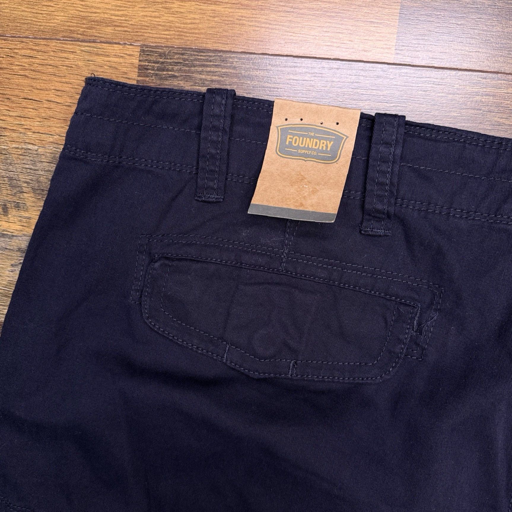 Vintage Foundry Cargo Shorts Mens 48 Navy Blue Cargo Pocket Flat Front Regular Fit Twill Cotton Short - Blue Size US 32 / EU 48 - 7 Thumbnail