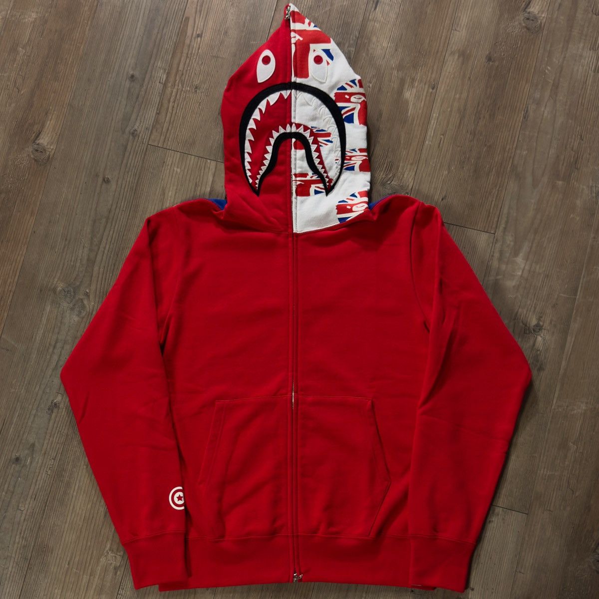 Bape Bape London Union Jack Shark Full Zip Hoodie Red 2020 Size US L / EU 52-54 / 3 - 4 Thumbnail