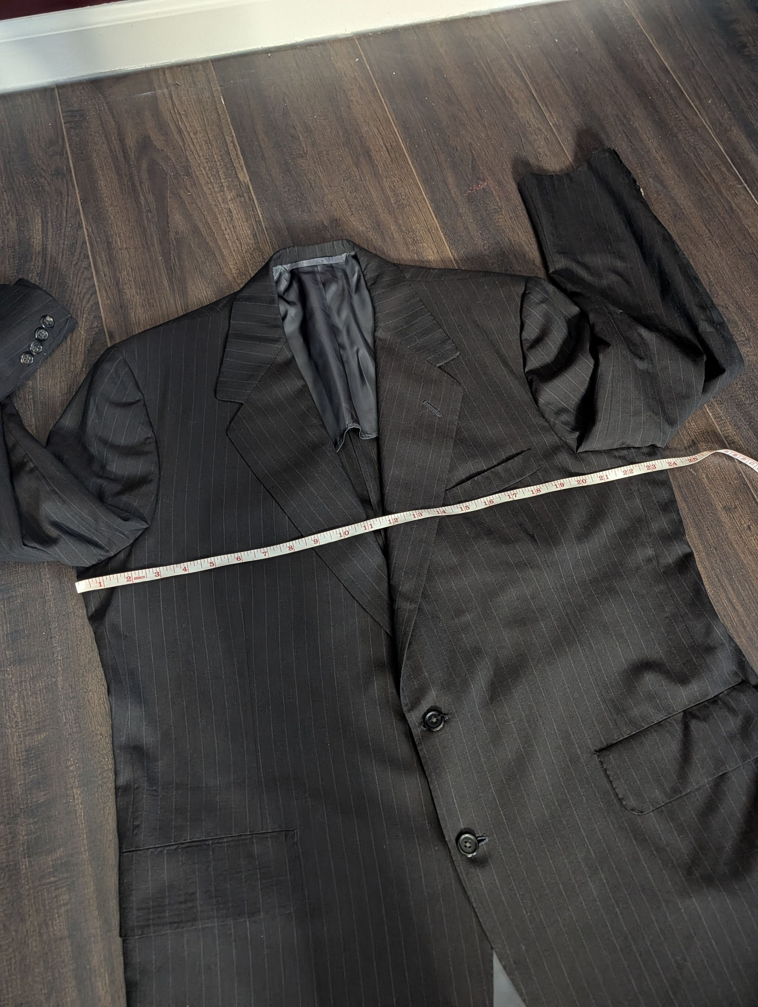 Oxxford Clothes 2pc Brown Pinstripe Super 100s Handmade Suit 44R Size 44R - 18 Thumbnail