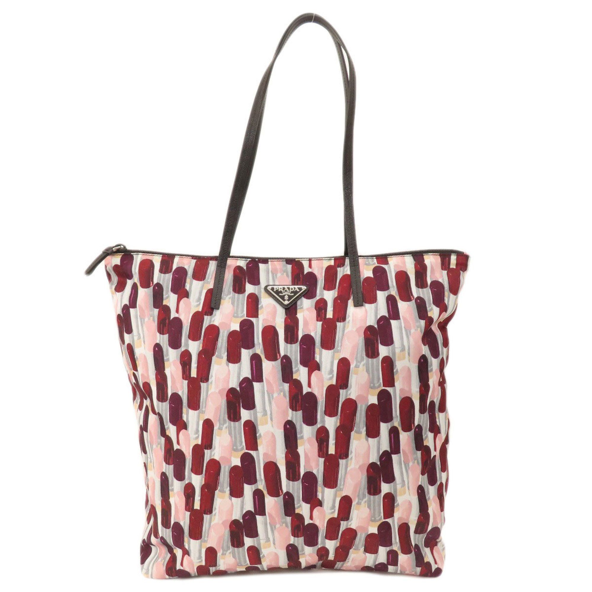 image of Prada Lip Motif Tote Bag Nylon Material Women's Prada in Red Color