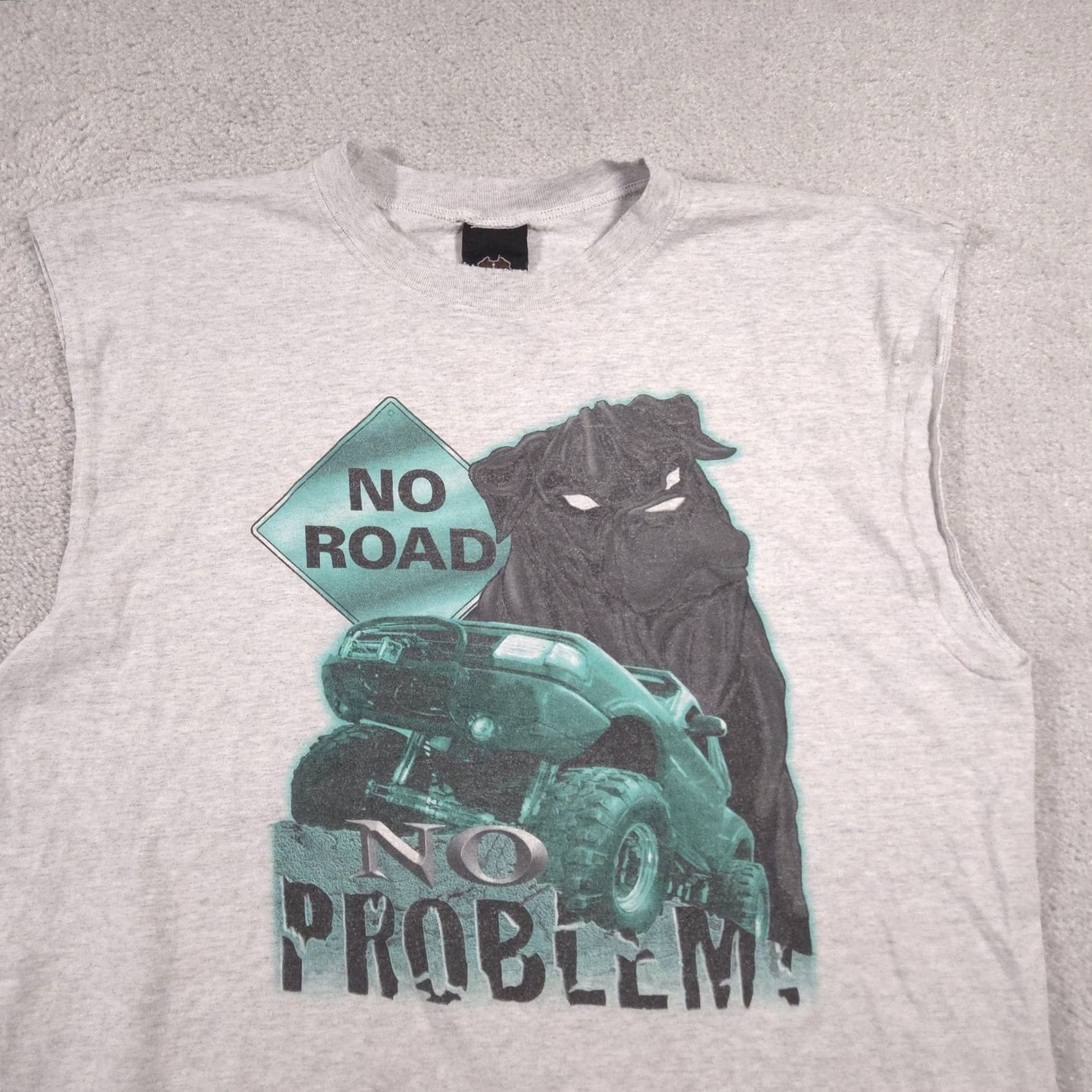 Vintage No Road No Problem Shirt Mens XL Gray Sleeveless Crew Neck Graphic Print 4x4 Truck Muscle Tee Size US XL / EU 56 / 4 - 3 Thumbnail