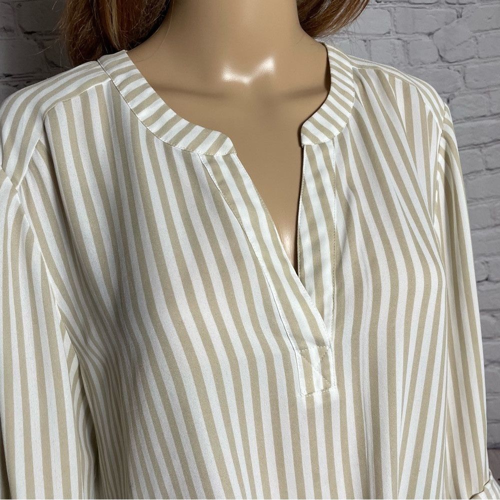 Chicos Chico's Striped Long Sleeve Front Tie Blouse Size 2 US L Size L / US 10 / IT 46 - 2 Thumbnail