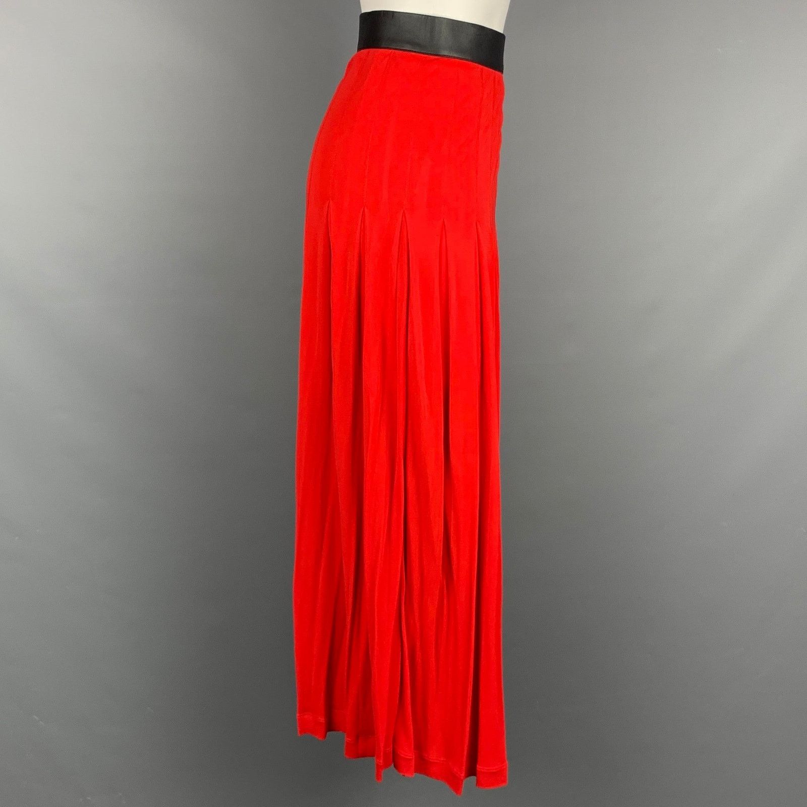Givenchy GIVENCHY Red&Pink Viscose/Polyester Midi Pleated Skirt Size 28" / US 6 / IT 42 - 3 Thumbnail