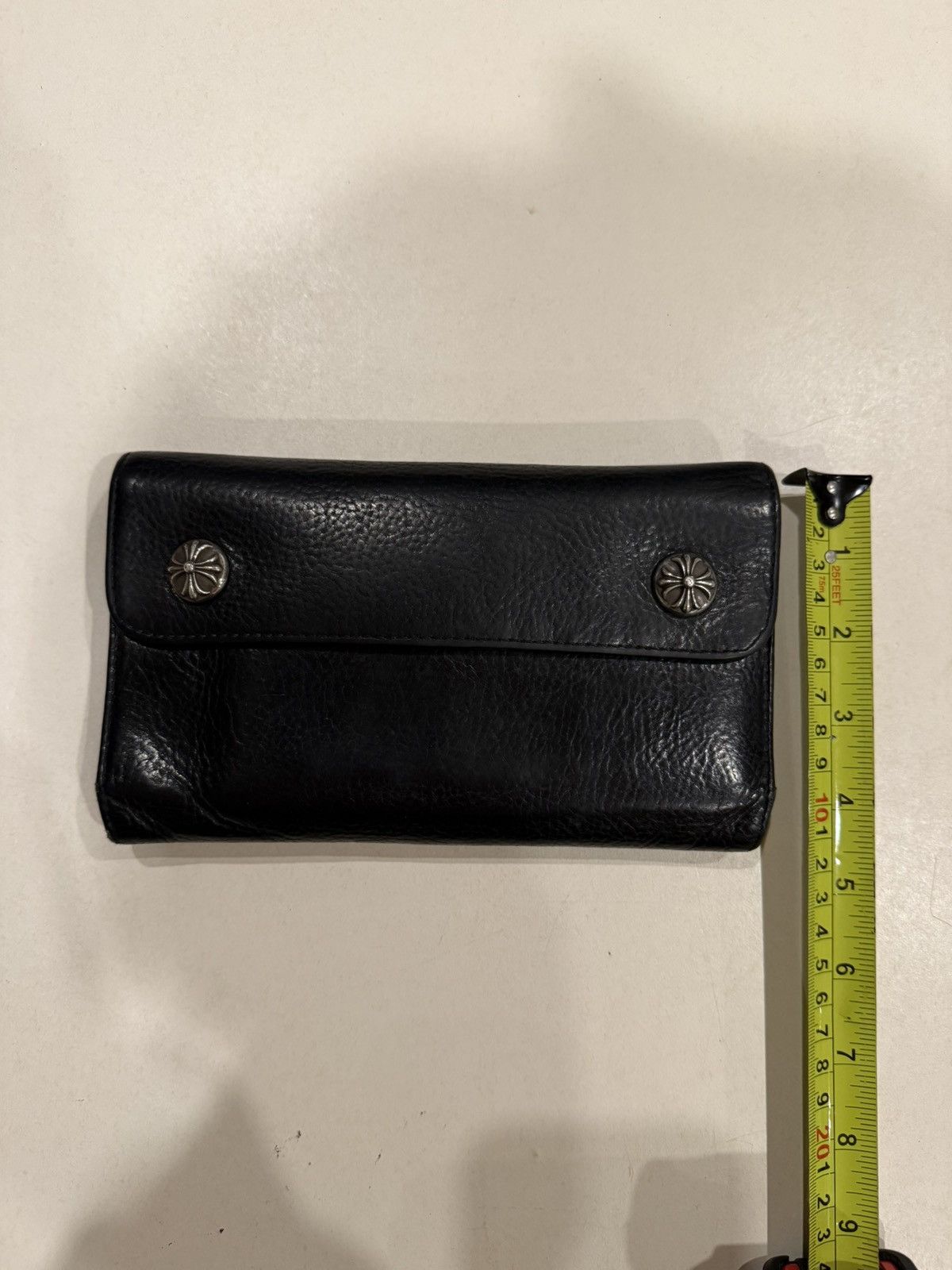 Chrome Hearts Chrome Hearts Black Leather Wave Wallet Silver Cross Balls Size ONE SIZE - 17 Thumbnail