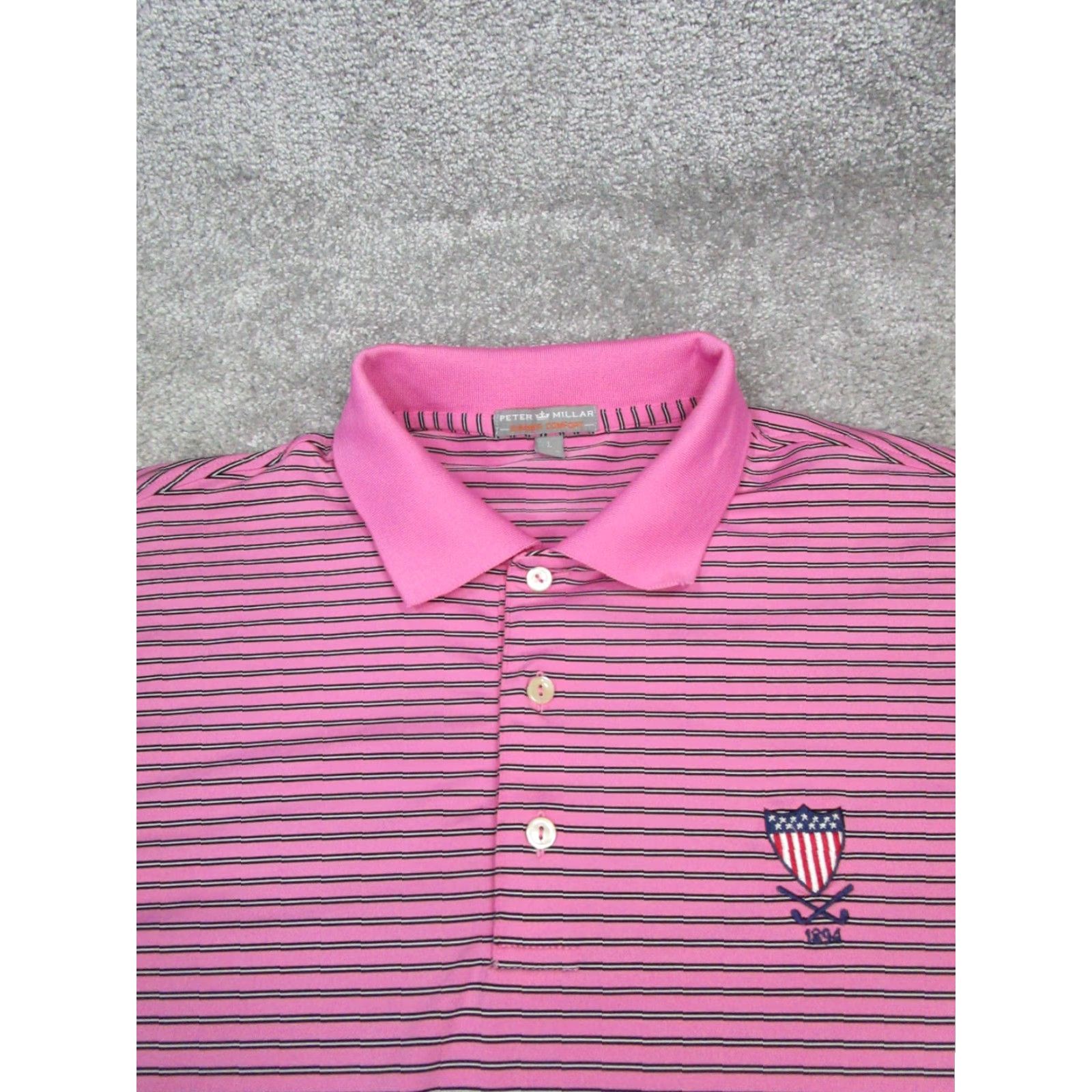 Peter Millar Peter Millar Polo Shirt Mens L Pink Striped Summer Comfort Golf Logo Shirt Size US L / EU 52-54 / 3 - 2 Thumbnail