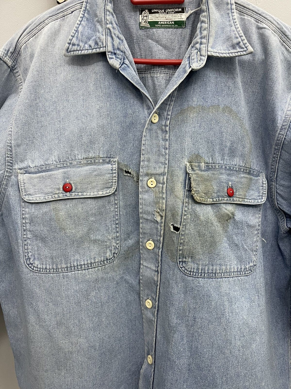 Sugar Cane Vintage Sugar Cane Double Pocket Work Shirt Distressed Size US XL / EU 56 / 4 - 2 Thumbnail