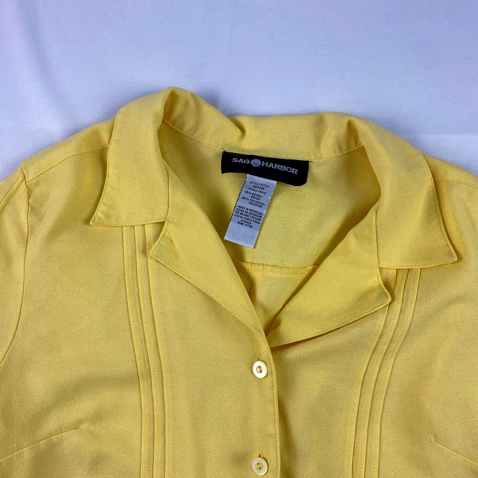 Vintage Sag Harbor Vintage Yellow Button Front Blouse Womens Small Size S / US 4 / IT 40 - 3 Thumbnail