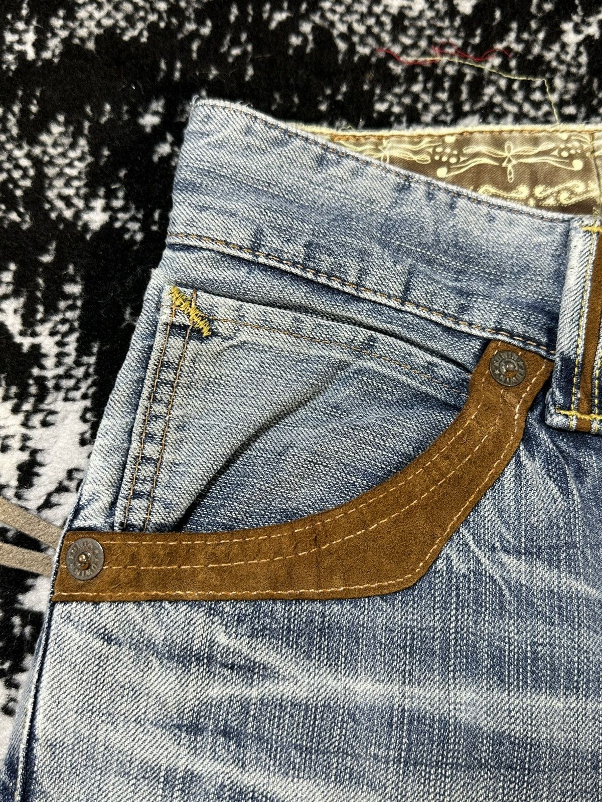 If Six Was Nine 2000s Vintage Edwin XV Distressed Rusty Jeans Sky Blue Size US 30 / EU 46 - 5 Thumbnail