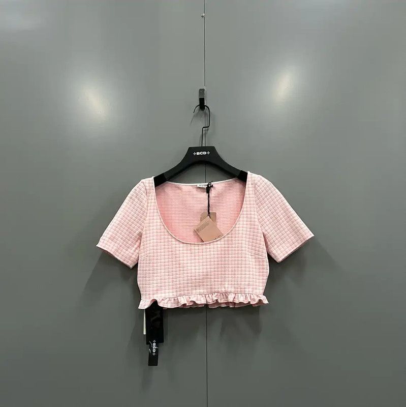Miu Miu Miu Miu Pink Cropped Short Sleeve T-Shirt 0089 Size ONE SIZE - 1 Thumbnail