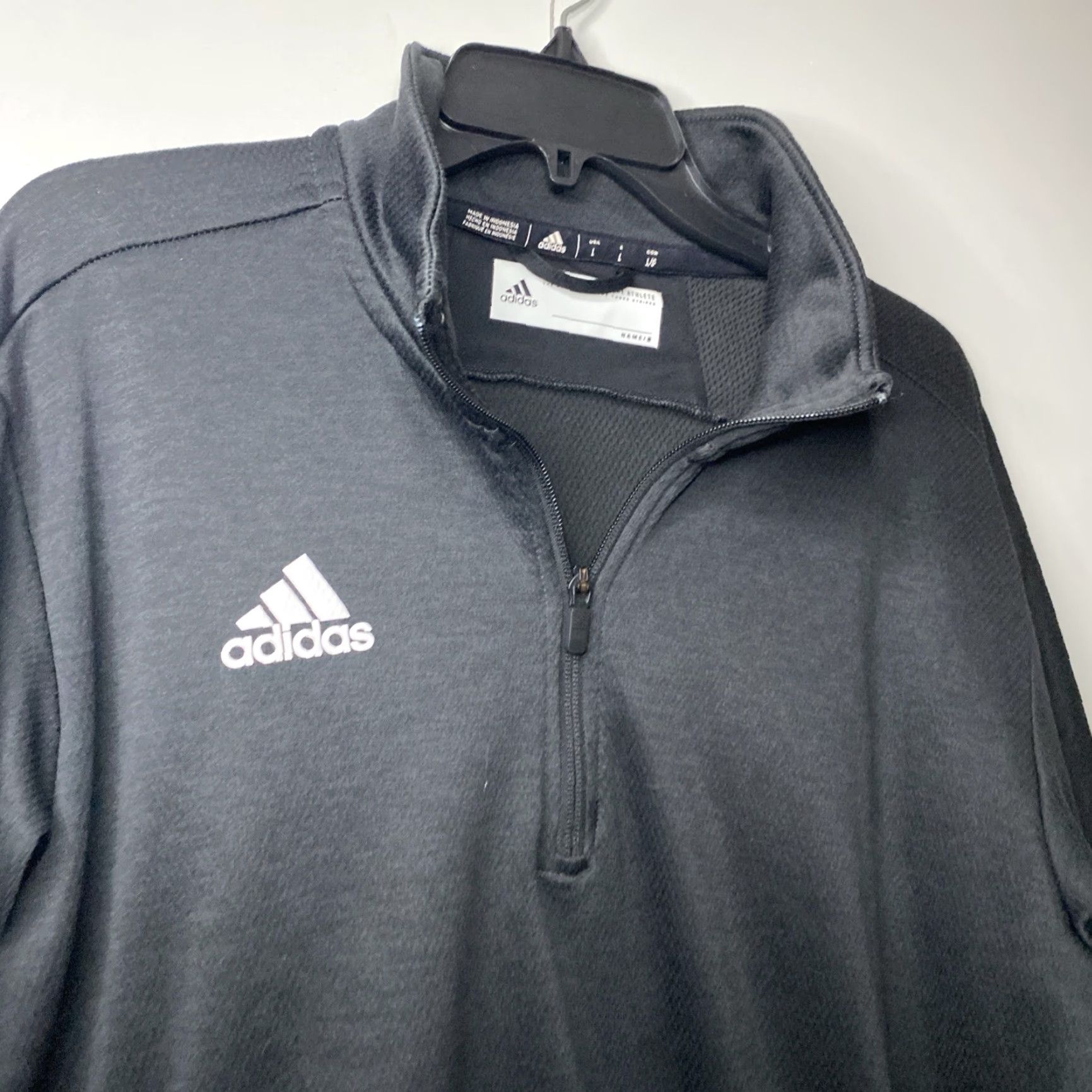 Adidas Adidas Quarter Zip Long Sleeve Mens Large Polyester Light Weight L Black Size US L / EU 52-54 / 3 - 2 Thumbnail
