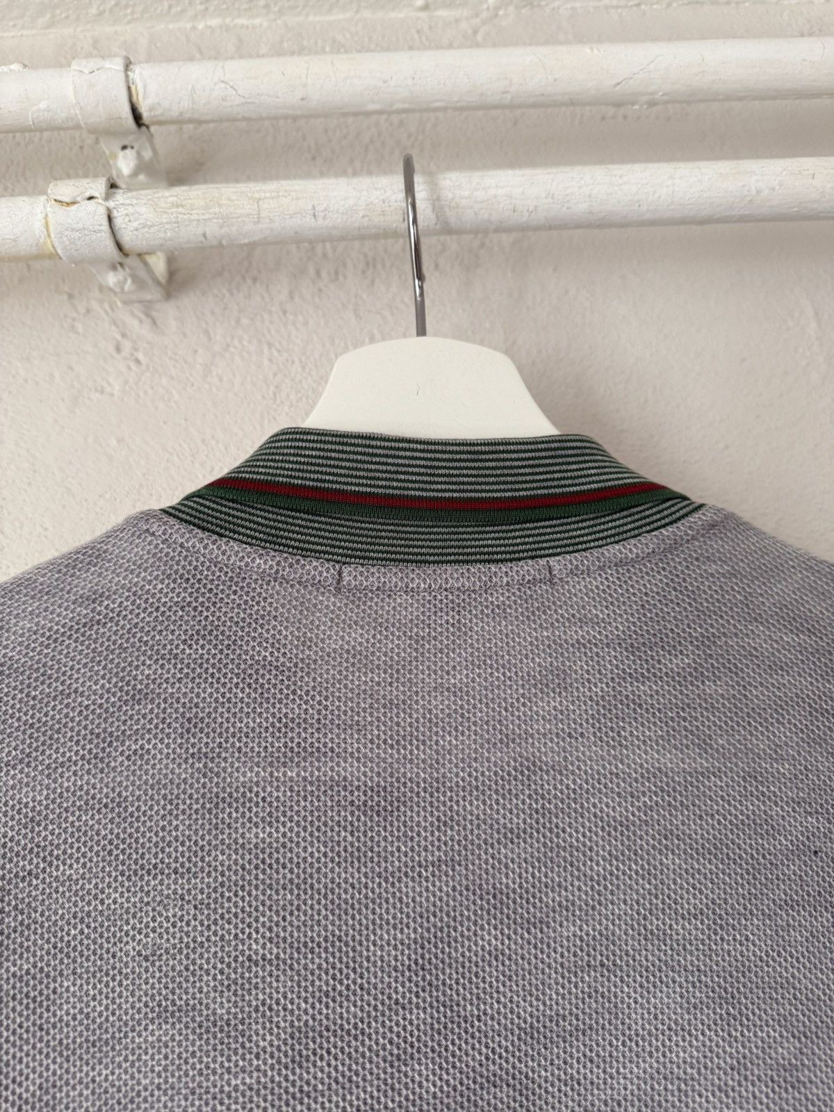Gucci Grey Polo with Web Stripe Trim Size US L / EU 52-54 / 3 - 11 Thumbnail