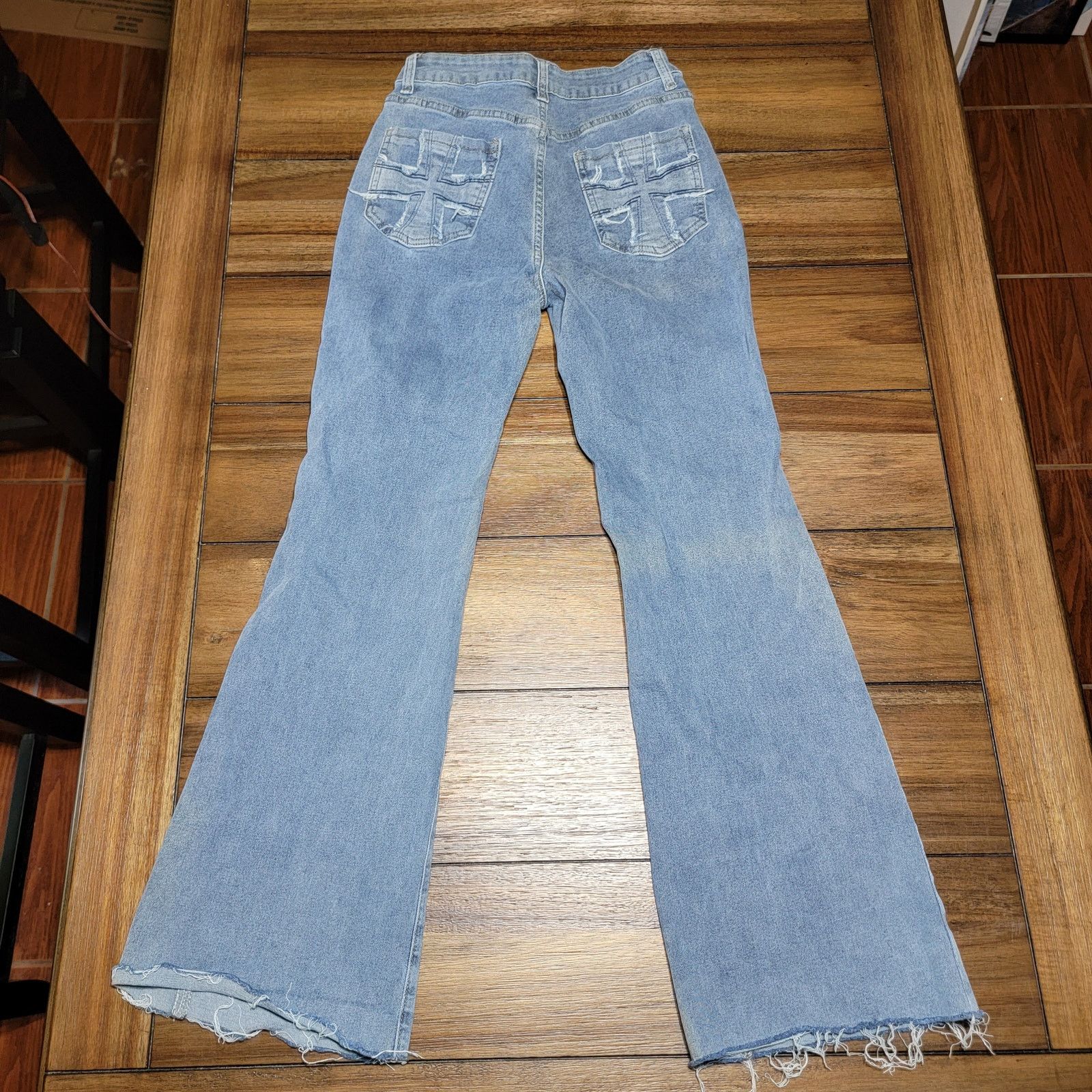 Other Romwe Flare Denim Jeans w/ Cross Pockets & Raw Hem - Small 4 Size 27" / US 4 / IT 40 - 1 Thumbnail