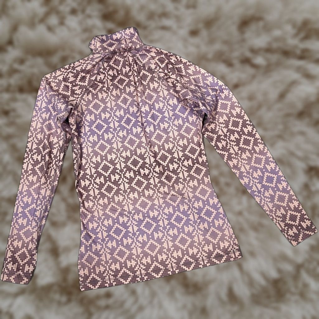 Nike Pro Long Sleeve Shirt Purple Dri-Fit M Medium Pullover Zip Fitted Stretch Womens