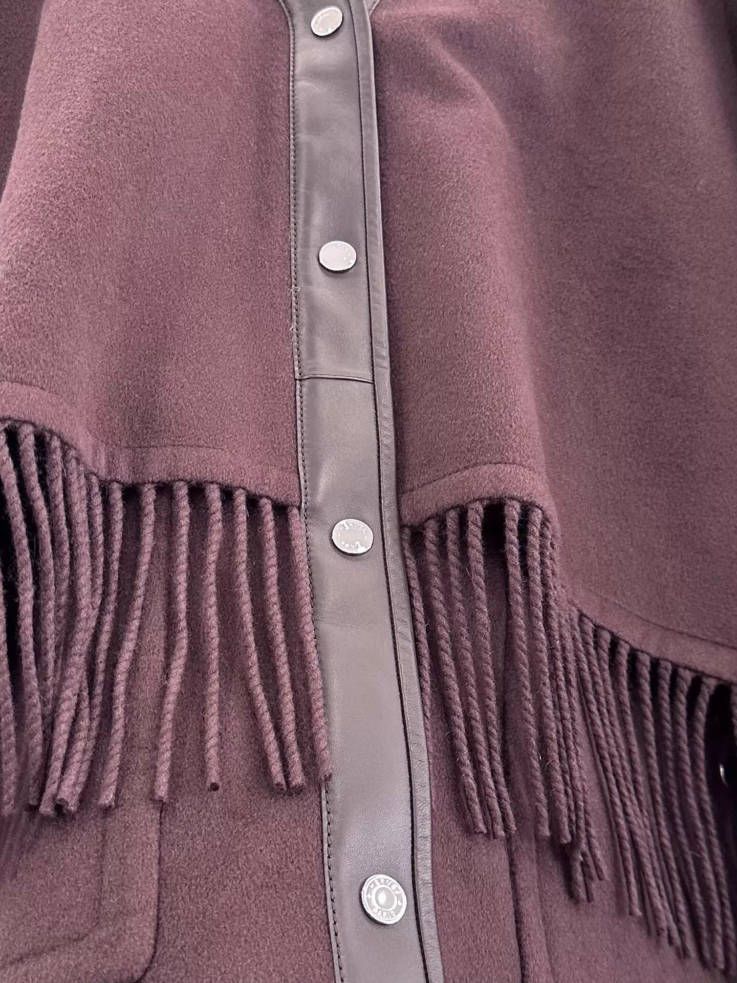 Hermes Women Hermes Wine Cashmere Lambskin Tassel Cape 36 Size XS / US 0-2 / IT 36-38 - 6 Thumbnail