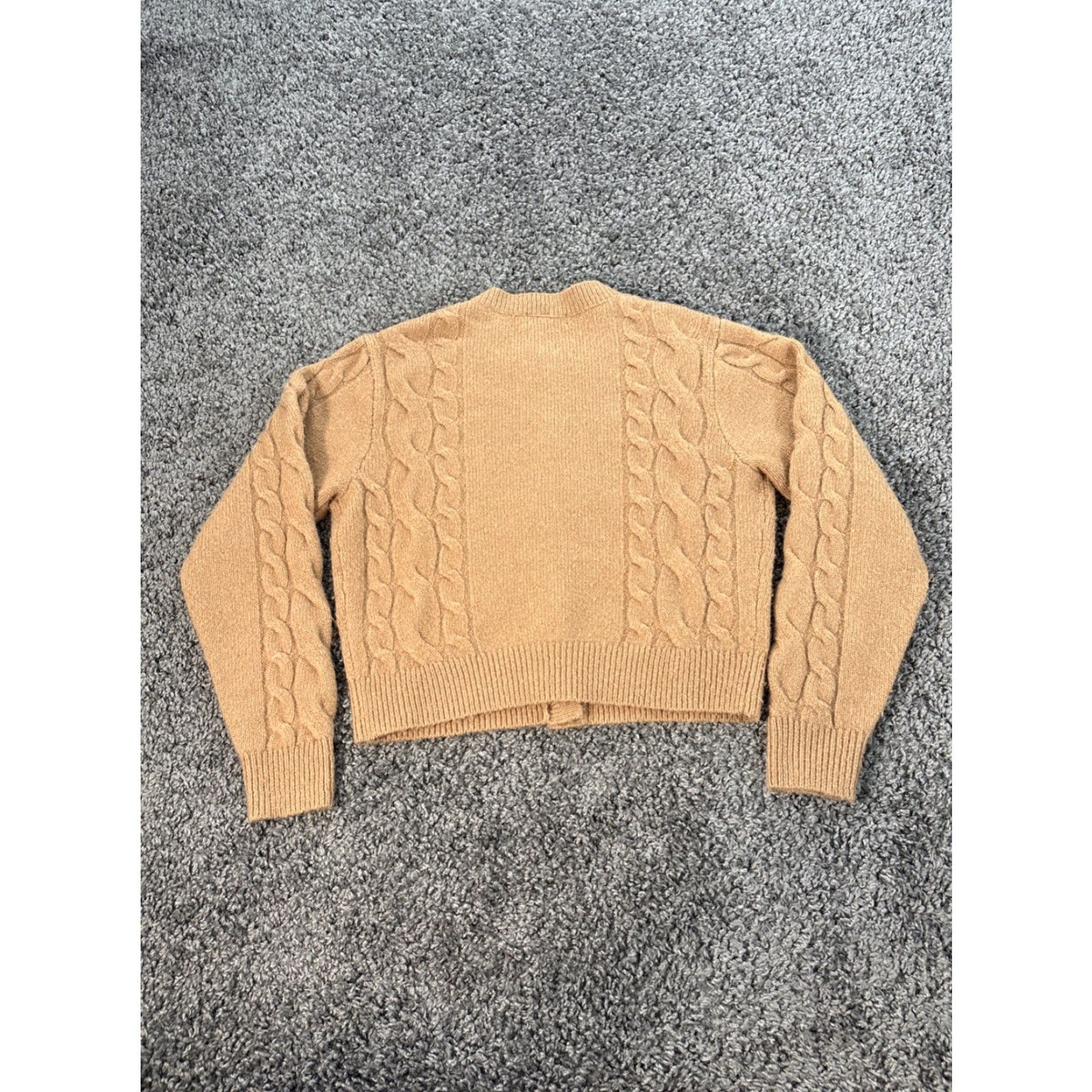 J.Crew VINTAGE J.CREW Cardigan Sweater Womens XXS Brown Cable Knit Chunky Gold Button Wool Crew Neck Boys? Size XXS / US 00 / IT 34 - 6 Thumbnail