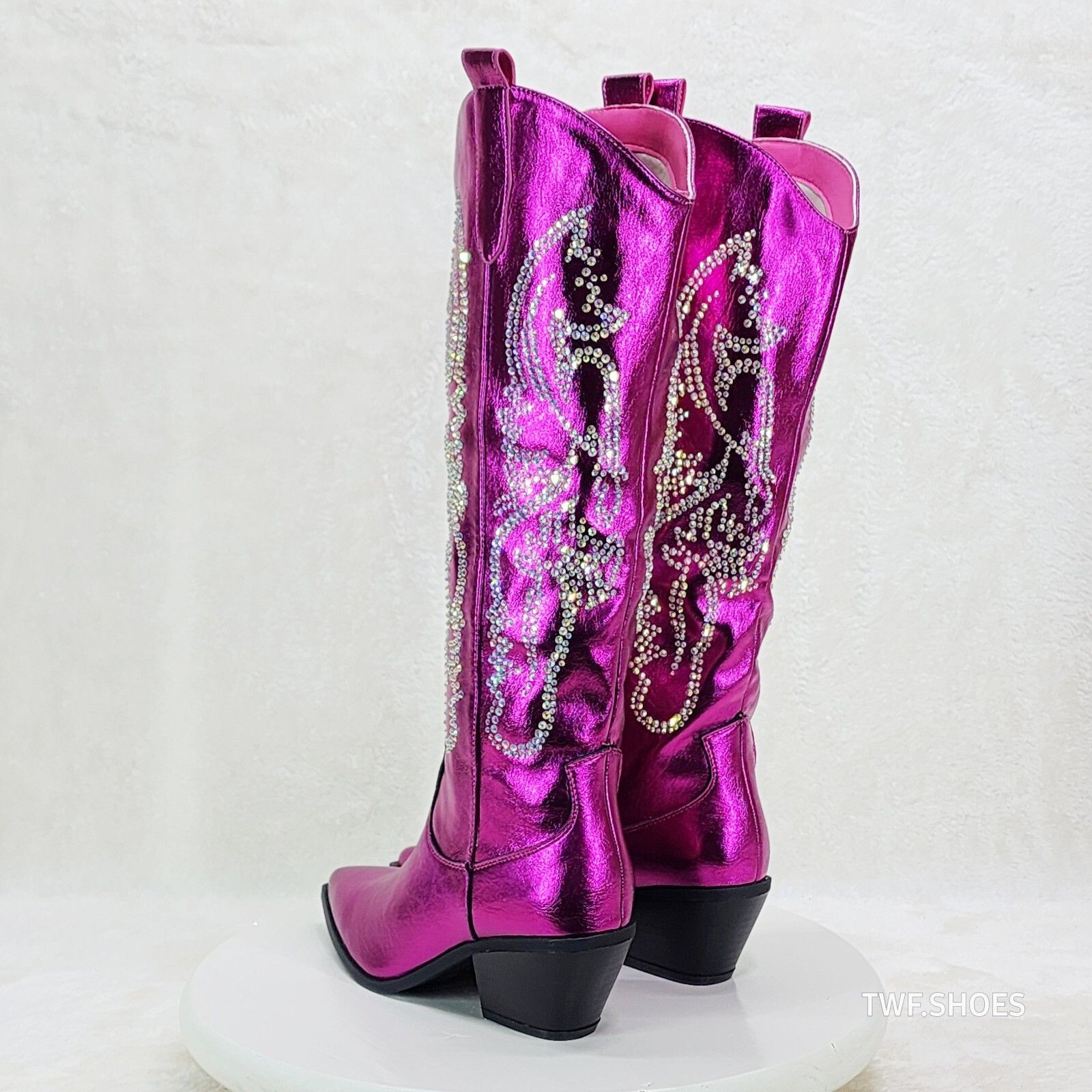 Other Razzle Metallic Pink Fuchsia Country Western Cowgirl Knee Bo Size US 6.5 / IT 36.5 - 8 Thumbnail