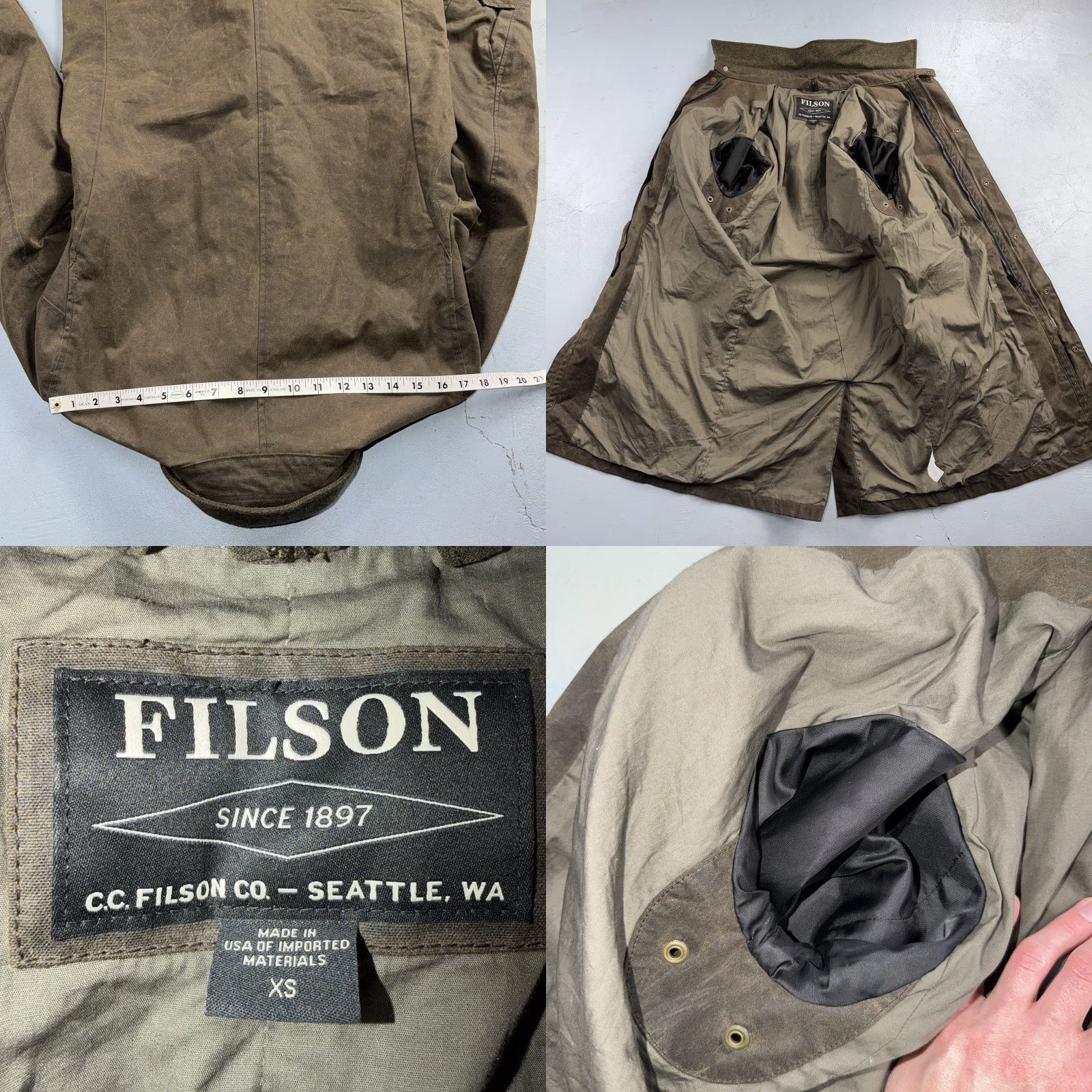 Filson VINTAGE Filson Trench Coat Jacket Waxed Olive Oil Cloth XS Men Army Waxed Mint Condition Size US XS / EU 42 / 0 - 9 Thumbnail
