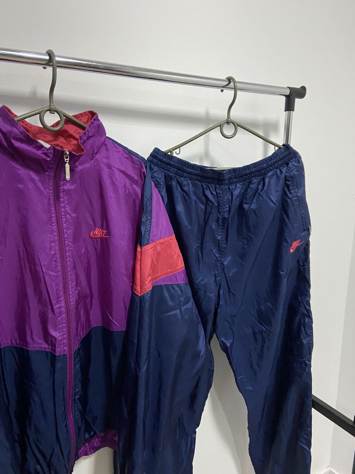 Nike × Vintage Nike nylon Suit Vintage 90s Big Logo Pants Sweatshirt Size US XL / EU 56 / 4 - 2 Thumbnail