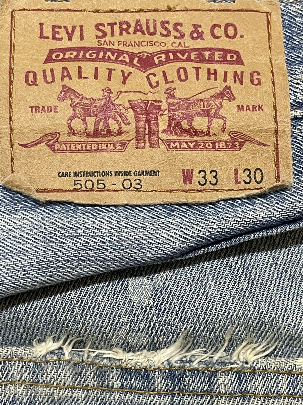 Levi's Vintage 90s Levis 505 Mud Wash Distress Painted Style Jeans Size US 33 - 9 Thumbnail