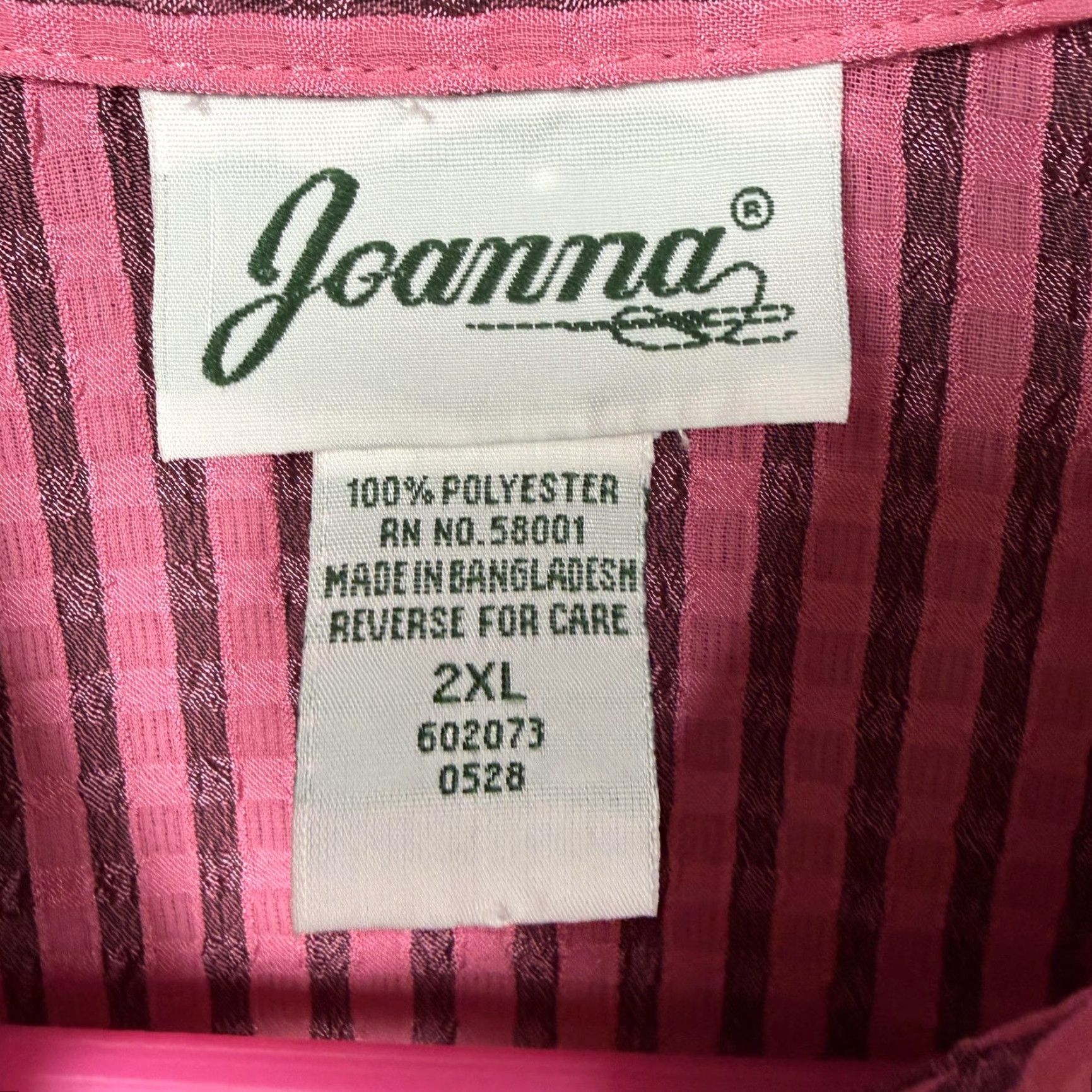 Vintage Vintage Joanna Pink Black Striped Button-Up Blouse 2XL Women 3/4 Sleeve Office Chic Grandmacore Size XXL / US 16-18 / IT 52-54 - 5 Thumbnail