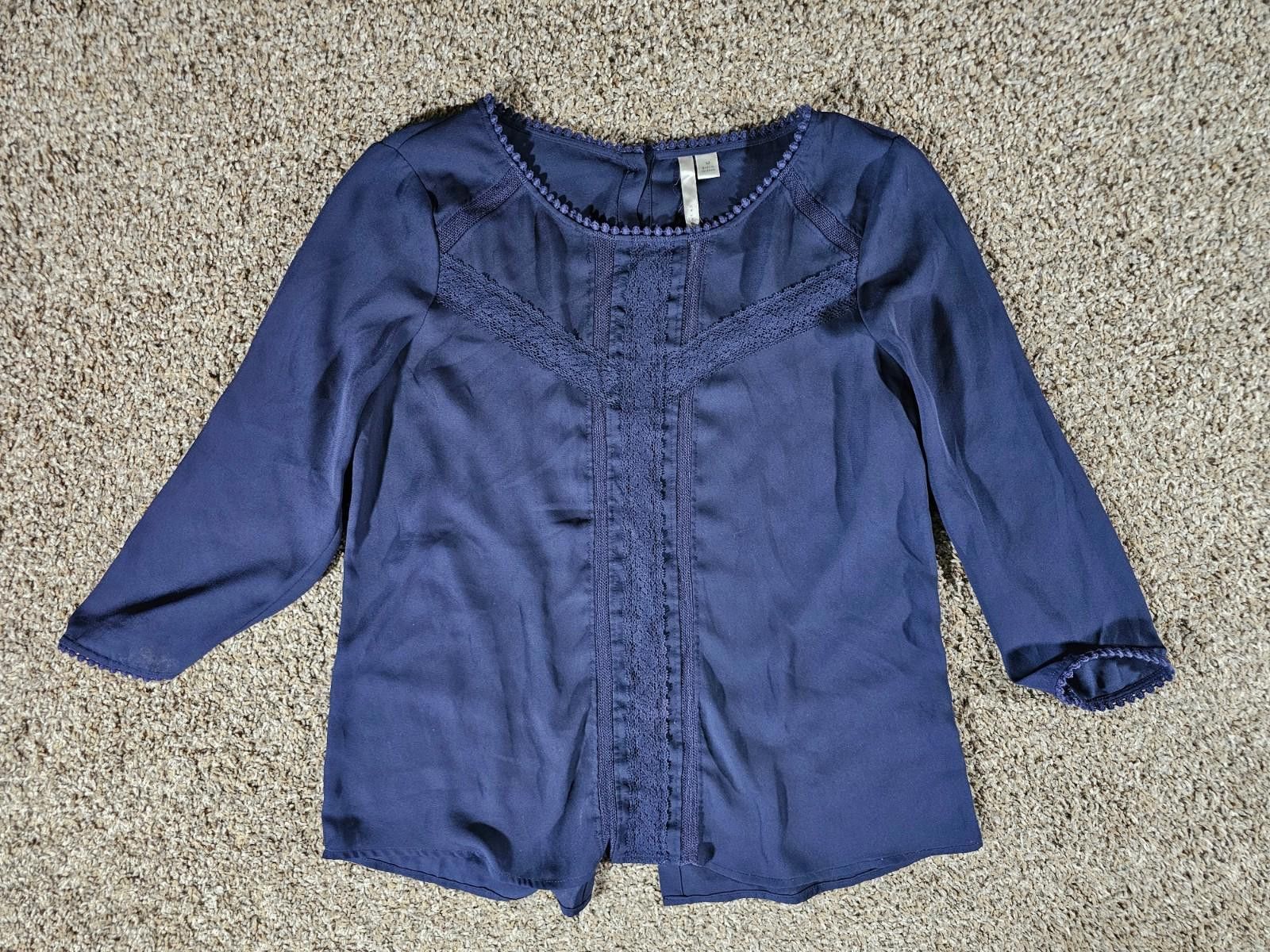 Other LC Lauren Conrad M Blue Button Up Long Sleeve Blouse Size M / US 6-8 / IT 42-44 - 1 Thumbnail