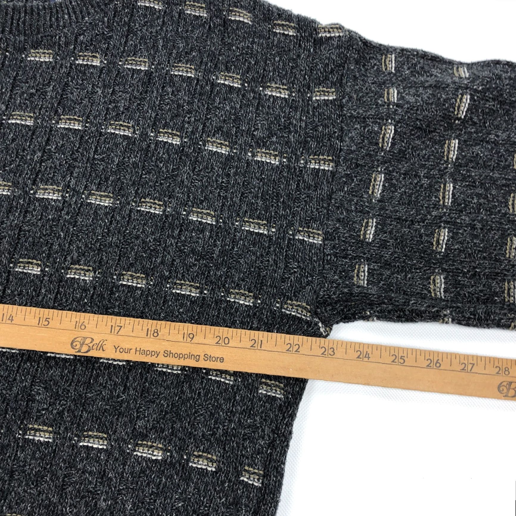 Vintage TRADER BAY Men's M Gray Patterned Knit Crew Neck Sweater Pullover USA Vtg Size US M / EU 48-50 / 2 - 6 Thumbnail