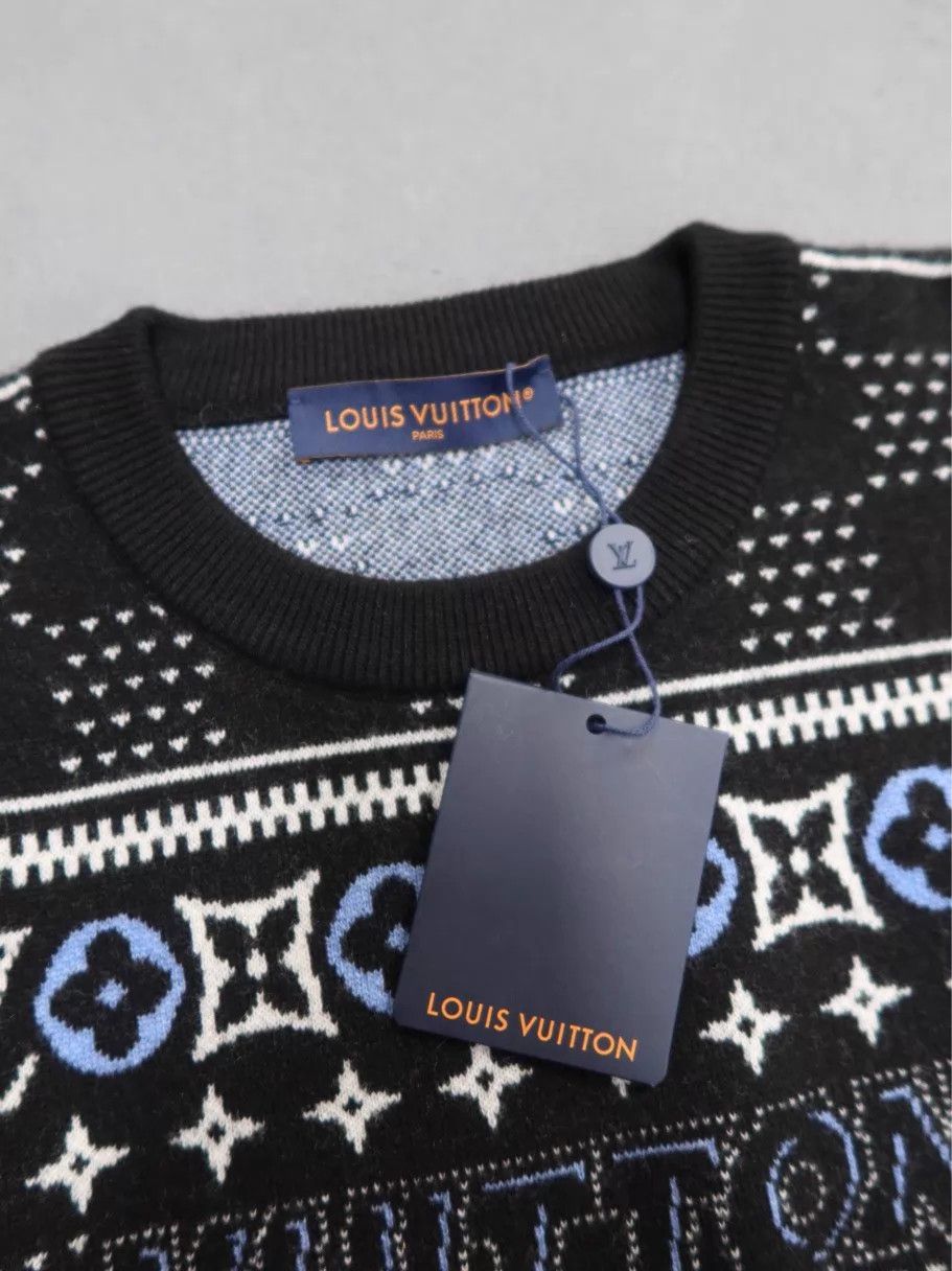 Louis Vuitton LV SKI SS25 Wool Sweater Damier Intarsia Black Navy Ribbed Size US XL / EU 56 / 4 - 3 Thumbnail