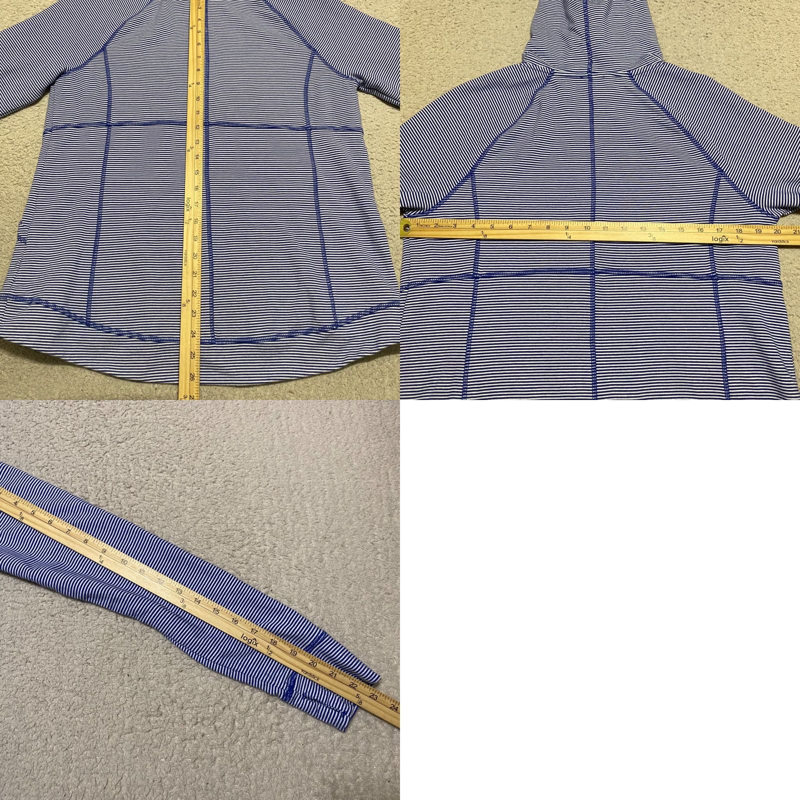 Talbots T by Talbots Hoodie Womens Large Striped Zip Up Sweatshirt Stretch Activewear Size L / US 10 / IT 46 - 8 Thumbnail