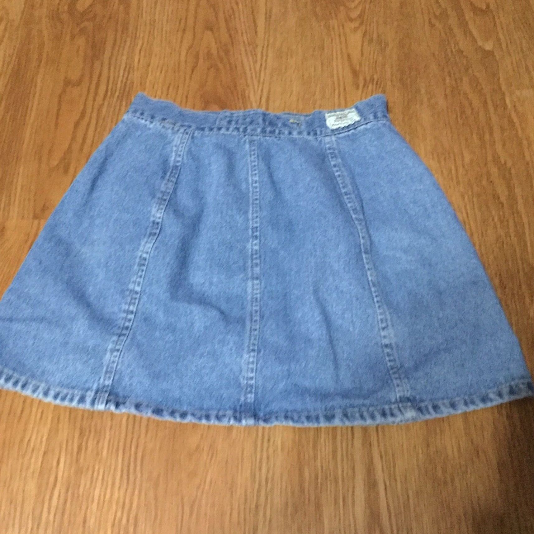Vintage VINTAGE UNIONBAY Denim Mini Skirt Juniors Size 3 A-Line Blue 90s Womens Size 26" / US 2 / IT 38 - 2 Thumbnail